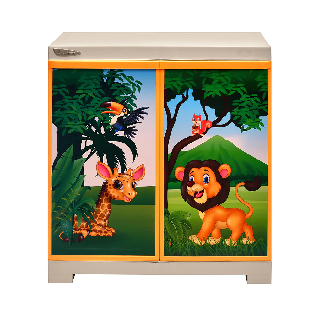 Nilkamal Freedom Mini (FMSJ) Jungle Theme Kids Plastic Storage Cabinet (Beach/Pastel Orange) - Image 3