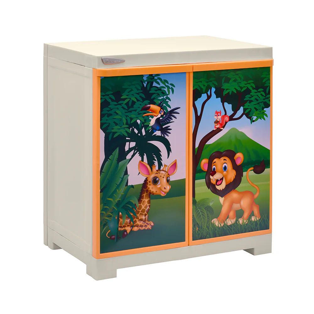 Nilkamal Freedom Mini (FMSJ) Jungle Theme Kids Plastic Storage Cabinet (Beach/Pastel Orange) - Image 4