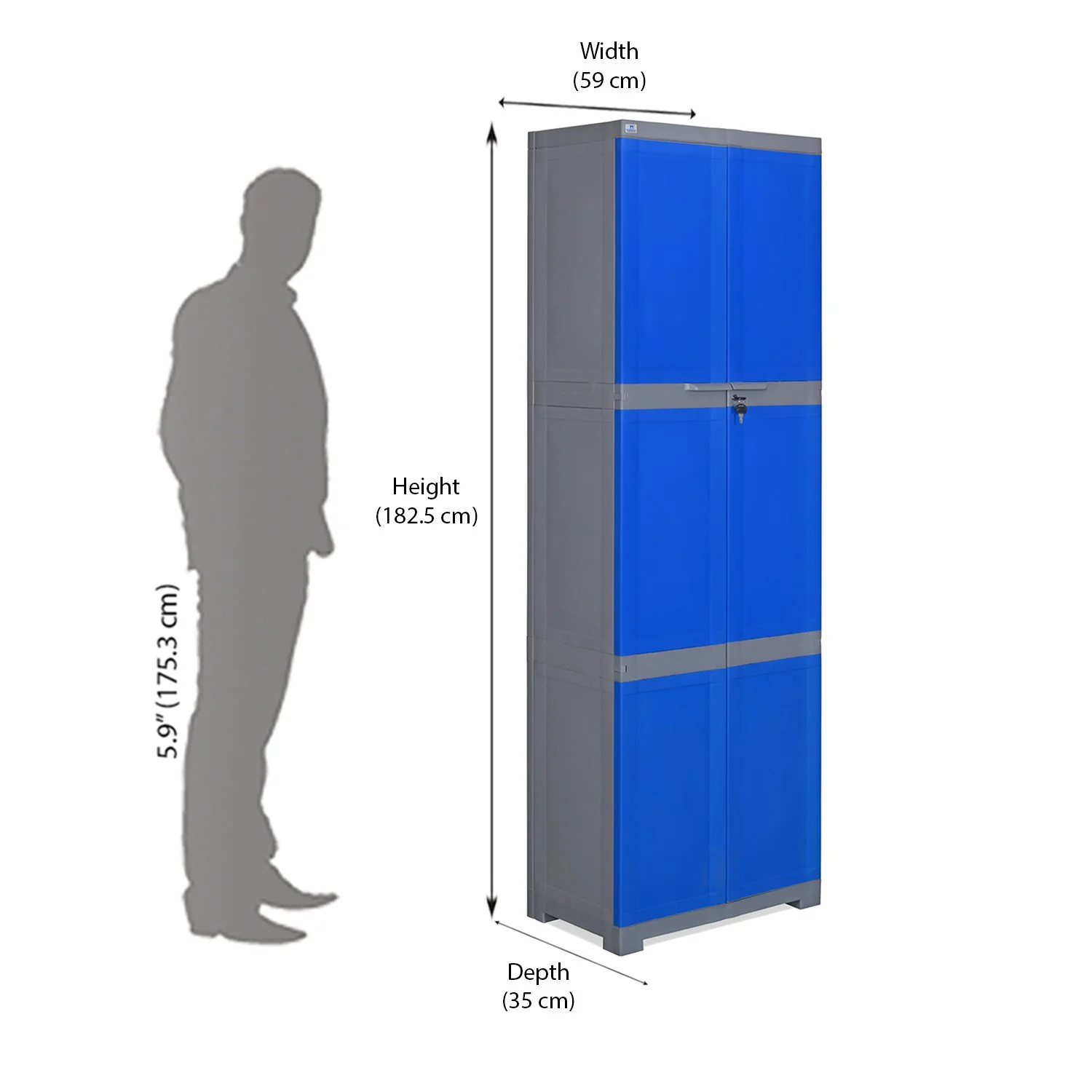 Nilkamal Freedom Mini Large (FML) Plastic Storage Cabinet (Deep Blue / Grey) - Image 7