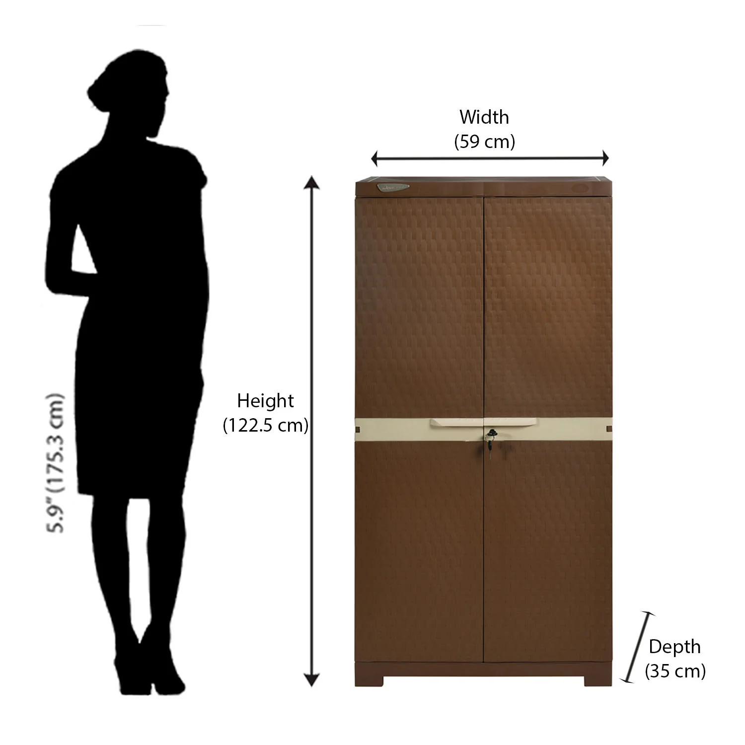 Nilkamal Freedom Mini Medium Cabinet (FMM) (Rust Brown / New Cream) - Image 8