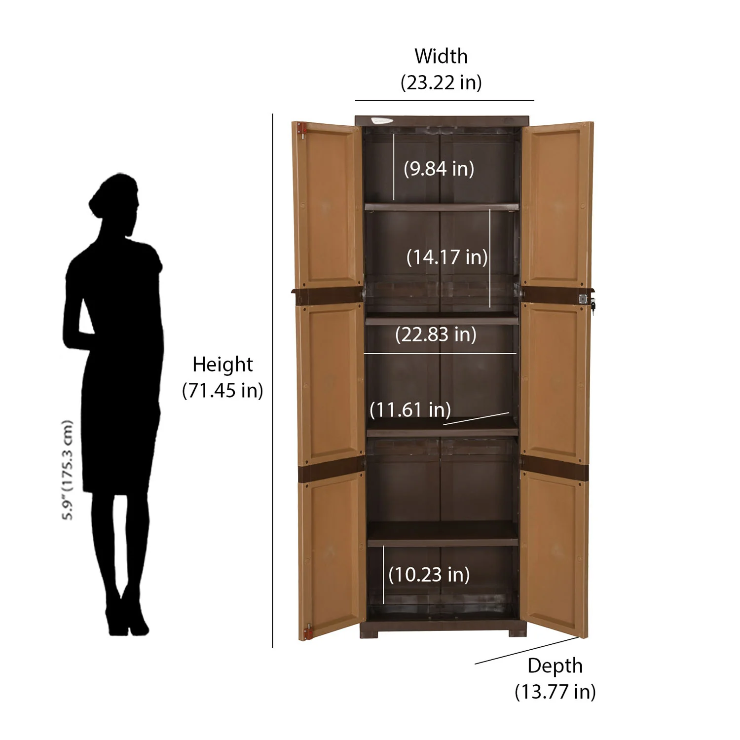 Nilkamal Freedom Mini Large (FML) Plastic Cabinet for Storage (Sandy & Dark Brown) - Image 10