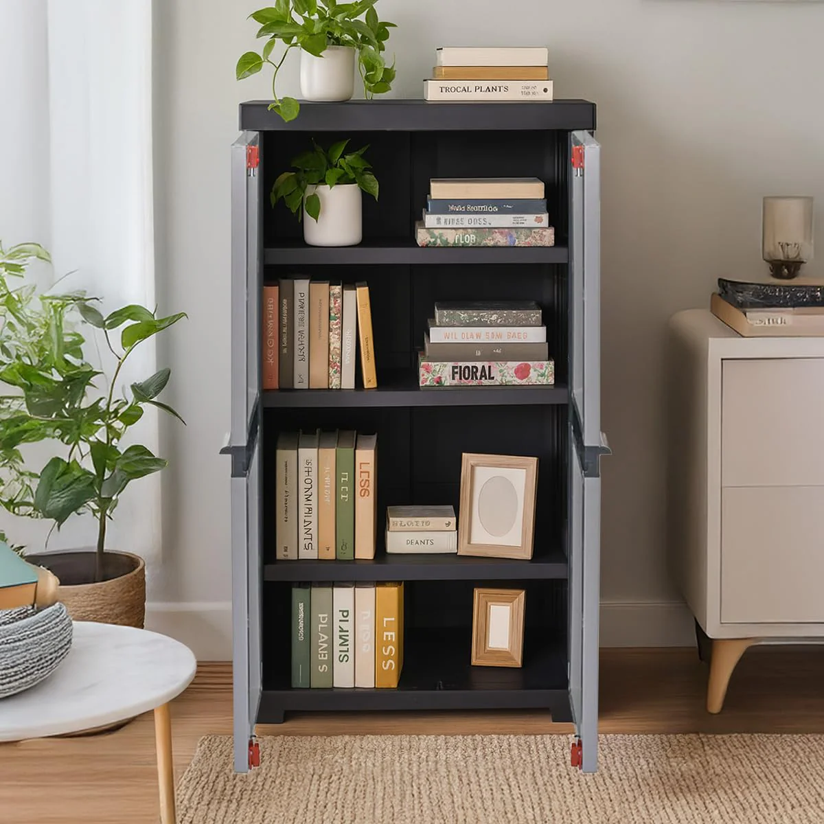 Nilkamal Freedom Mini Medium (FMM) Plastic Storage Cabinet/Bookshelf (Haze Grey/Charcoal Grey) - Image 3