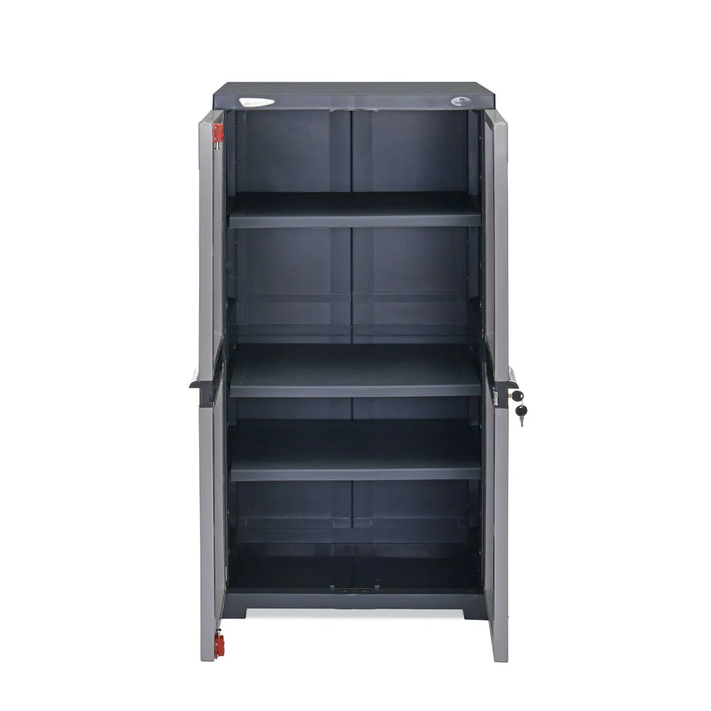 Nilkamal Freedom Mini Medium (FMM) Plastic Storage Cabinet/Bookshelf (Haze Grey/Charcoal Grey) - Image 6