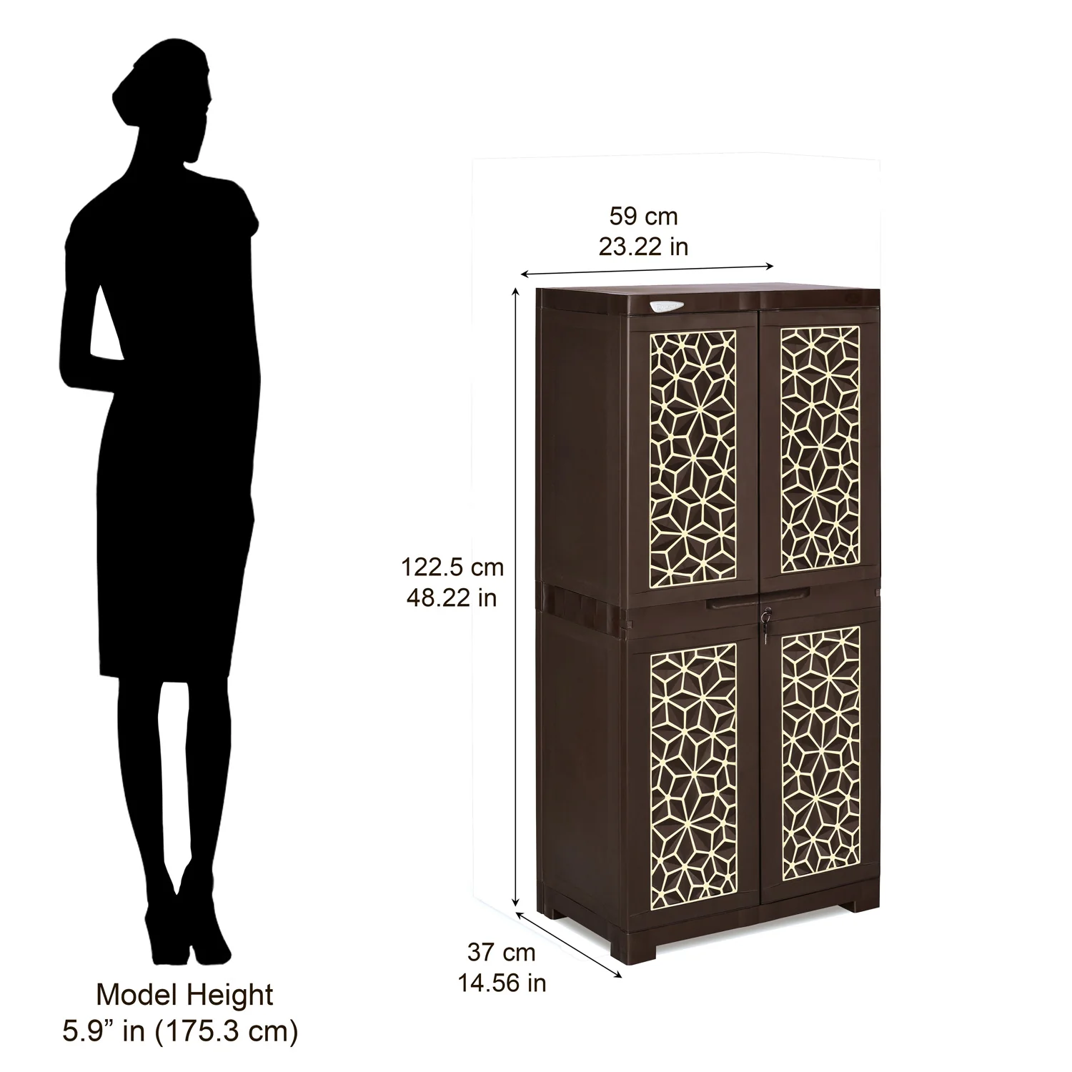 Nilkamal Freedom Mini Medium (FMM) Star Plastic Storage Cabinet (Weathered Brown & Biscuit) - Image 3
