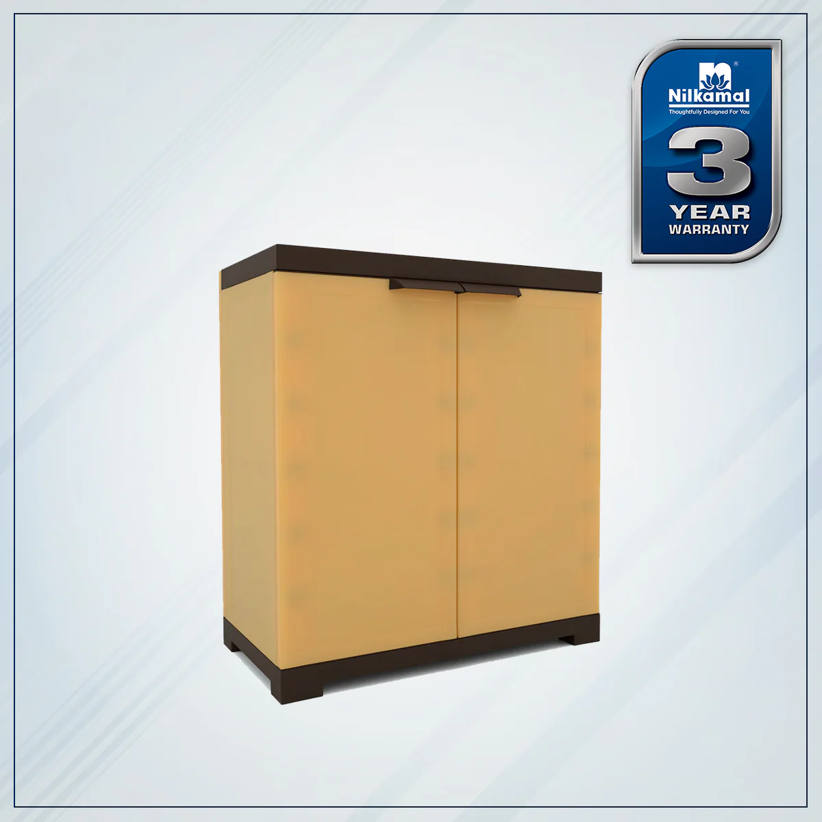 Nilkamal Freedom Mini 09 (FMSC09) Plastic Shoe Cabinet (Sandy Brown / Dark Brown) - Image 2