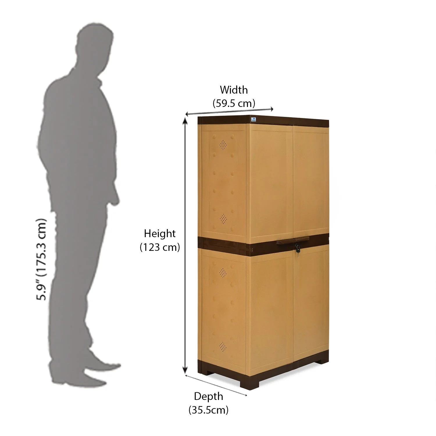 Nilkamal Freedom Mini 18 (FMSC18) Plastic Shoe Cabinet (Sandy Brown / Dark Brown) - Image 7