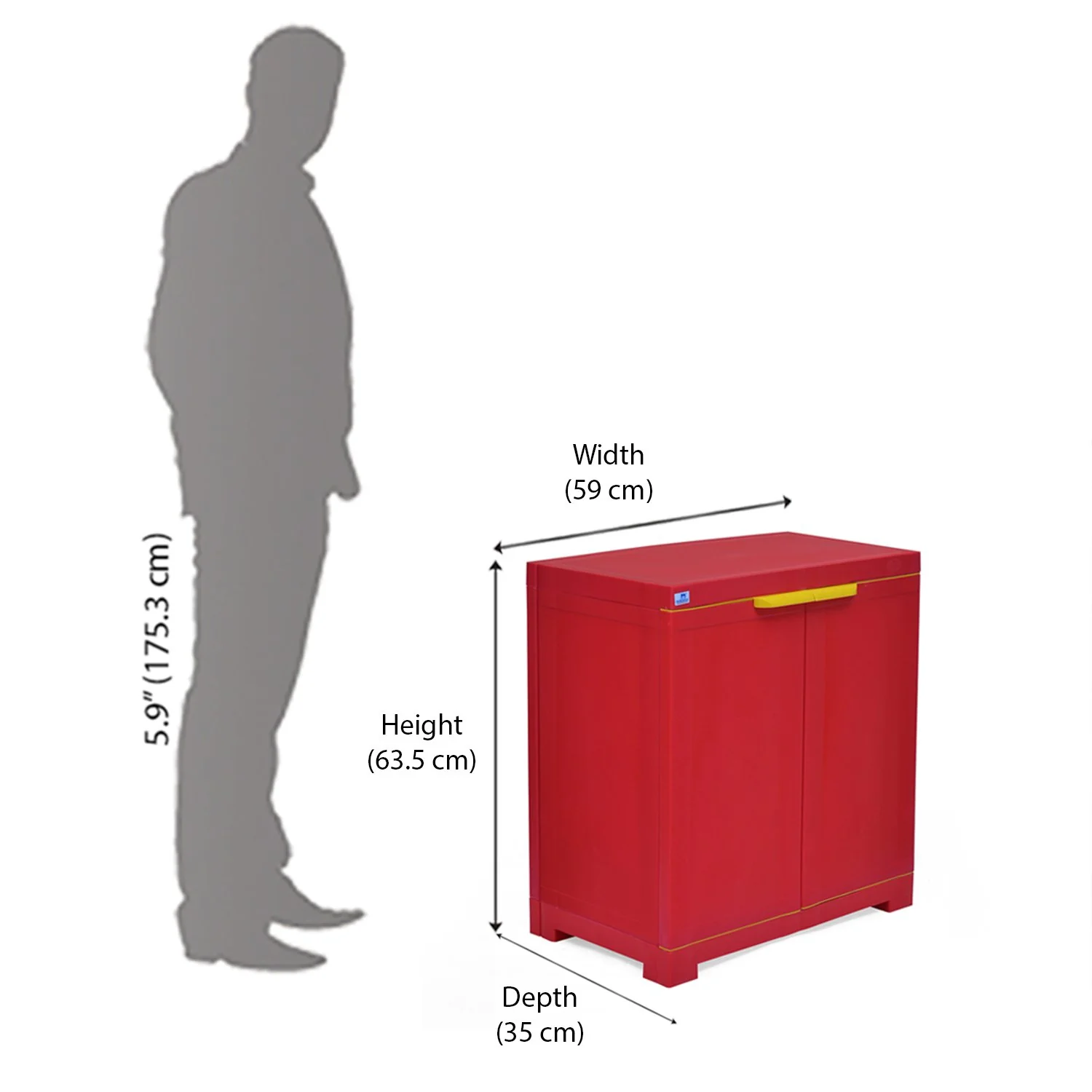 Nilkamal Freedom Mini Small (FMS) Plastic Storage Cabinet (Bright Red / Yellow) - Image 7