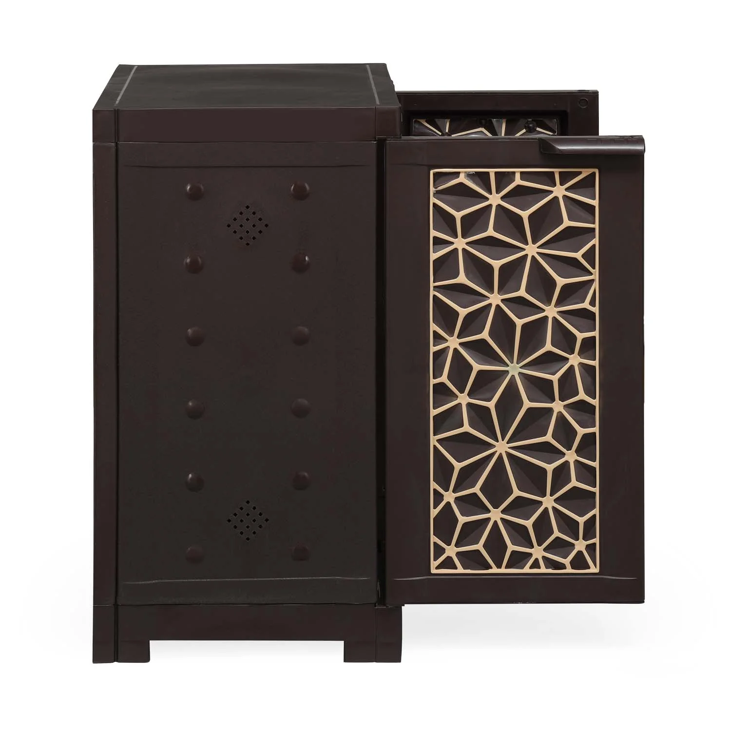Nilkamal Freedom Star (FMSC09STR) Plastic Shoe Cabinet (Weather Brown & Biscuit) - Image 8