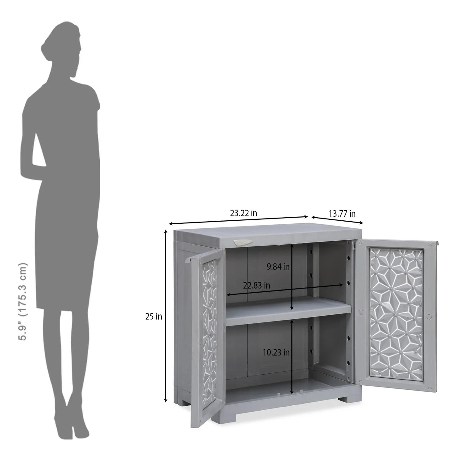 Nilkamal Freedom Star Small (FMSSTAR) Plastic Storage Cabinet (Haze Grey & Milky White) - Image 10