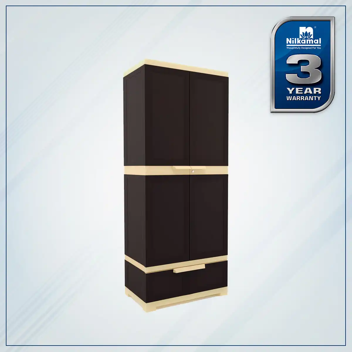 Nilkamal Freedom FMDR 1B Plastic Storage Cabinet with 1 Drawer (Weathered Brown / Biscuit) - Image 2
