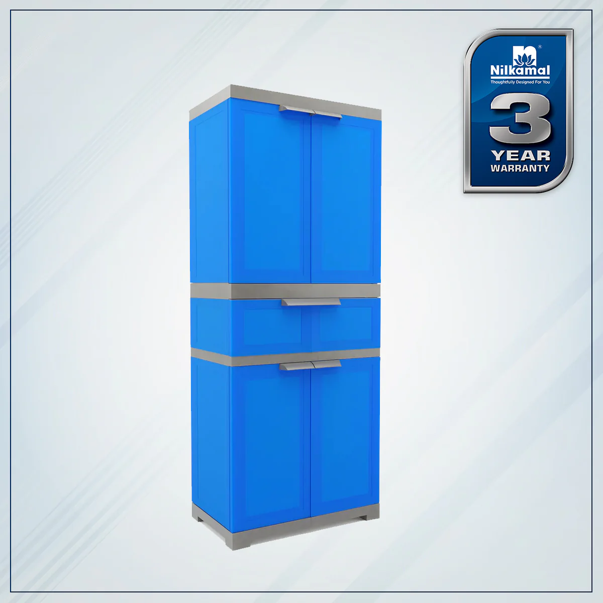 Nilkamal Freedom FMDR 1C Plastic Storage Cabinet with 1 Drawer (Deep Blue & Grey) - Image 2