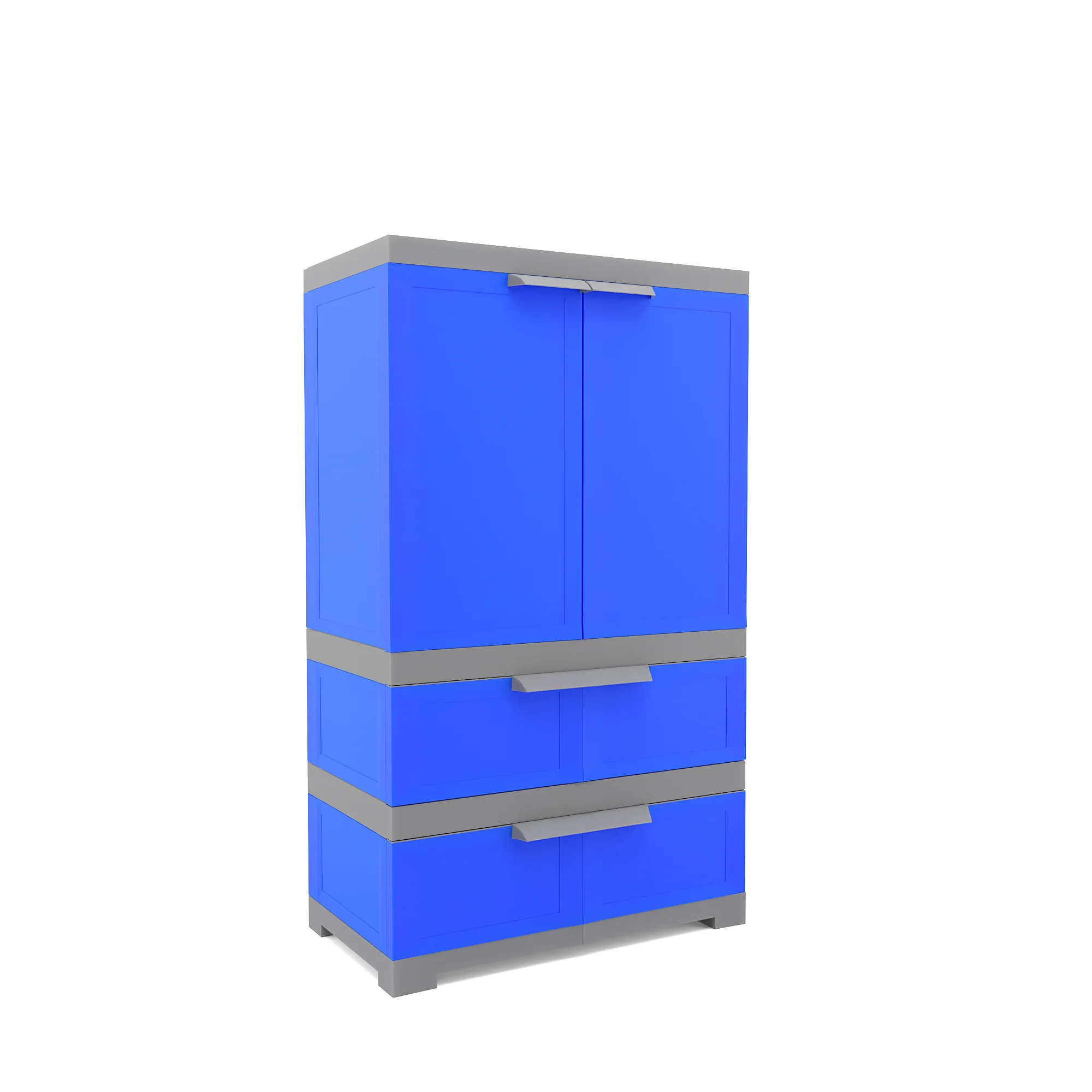 Nilkamal Freedom FMDR 2B Plastic Storage Cabinet with 2 Drawer (Deep Blue / Grey) - Image 4