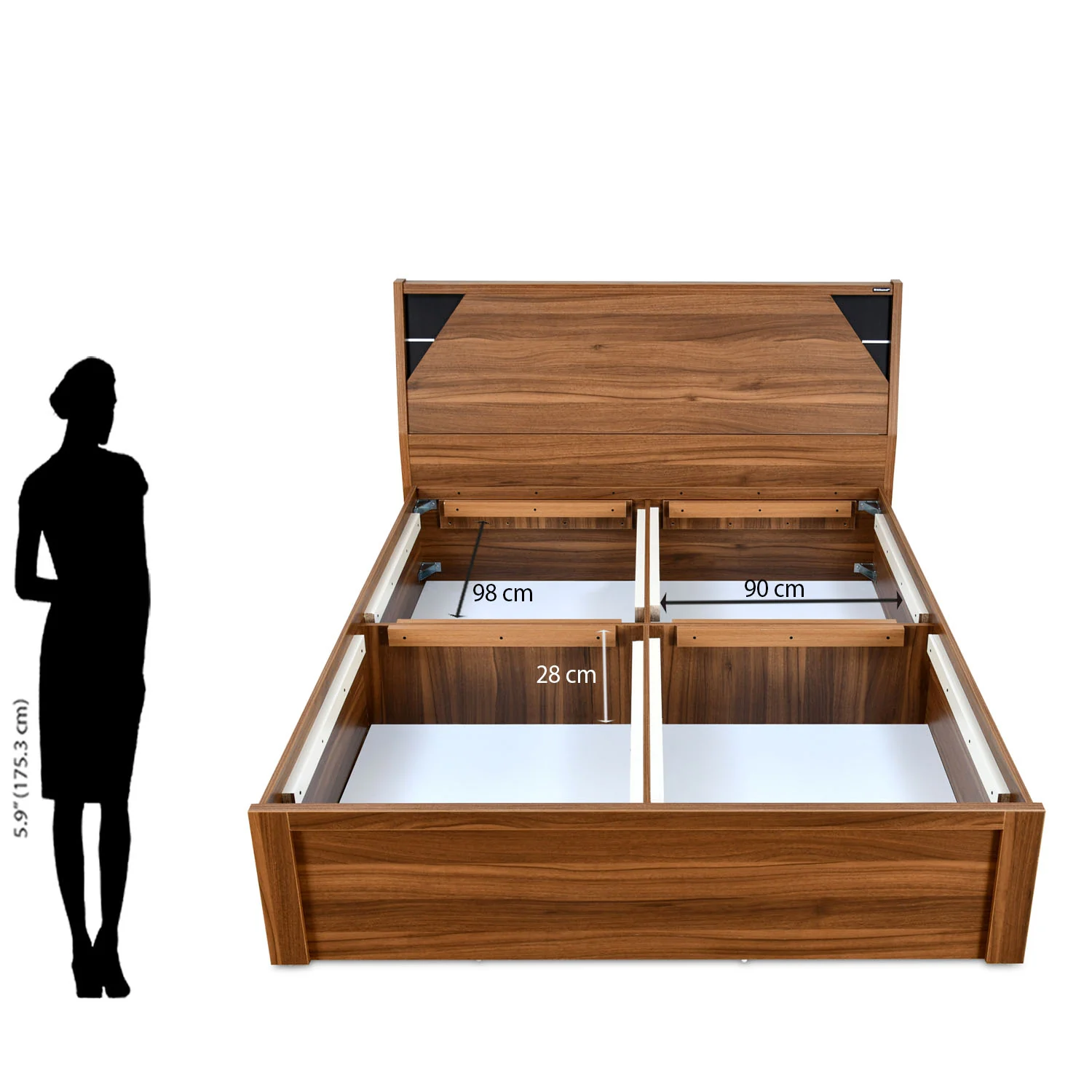 Nilkamal Fremont Engineered Wood King Box Bed (Walnut / Wenge) - Image 13