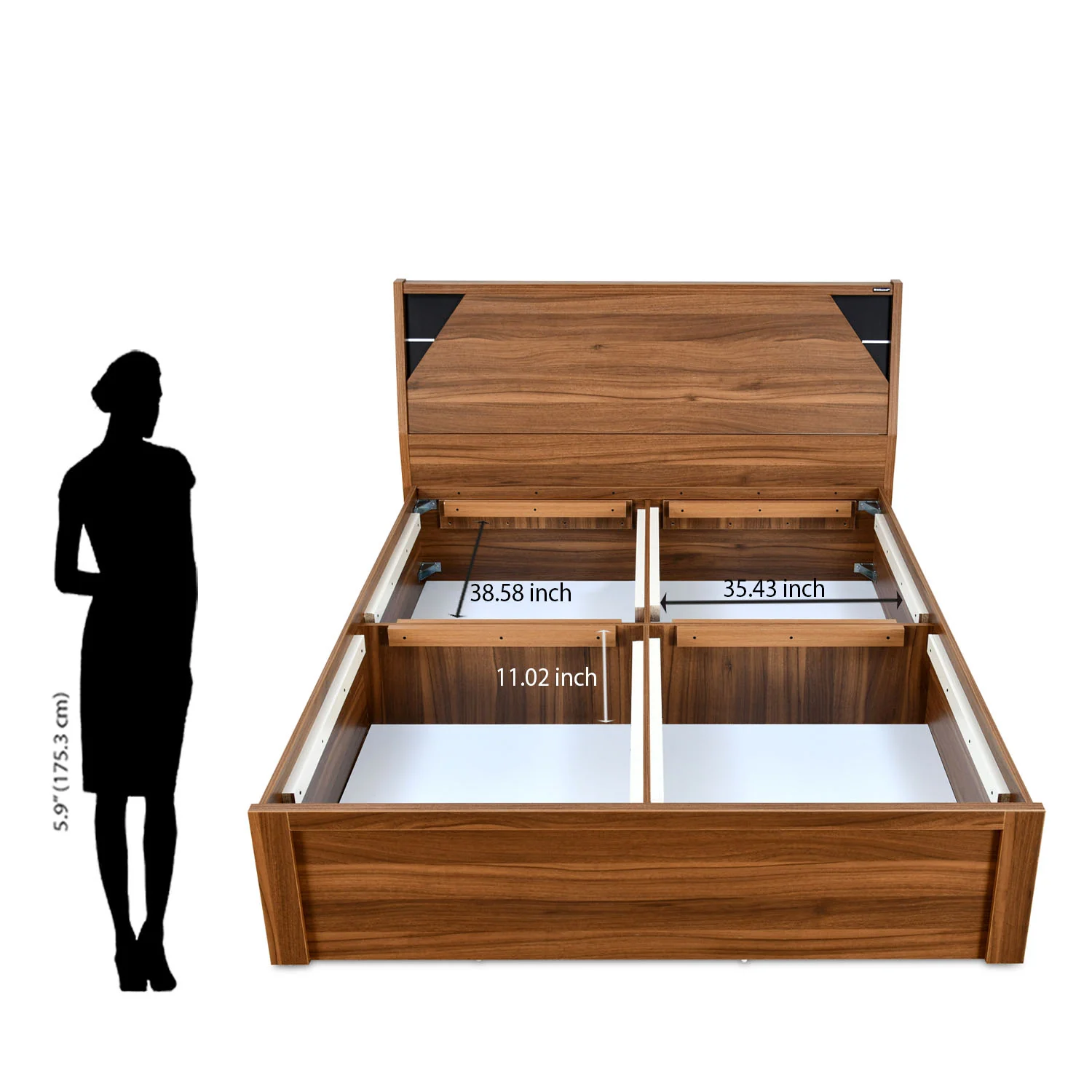 Nilkamal Fremont Engineered Wood King Box Bed (Walnut / Wenge) - Image 14