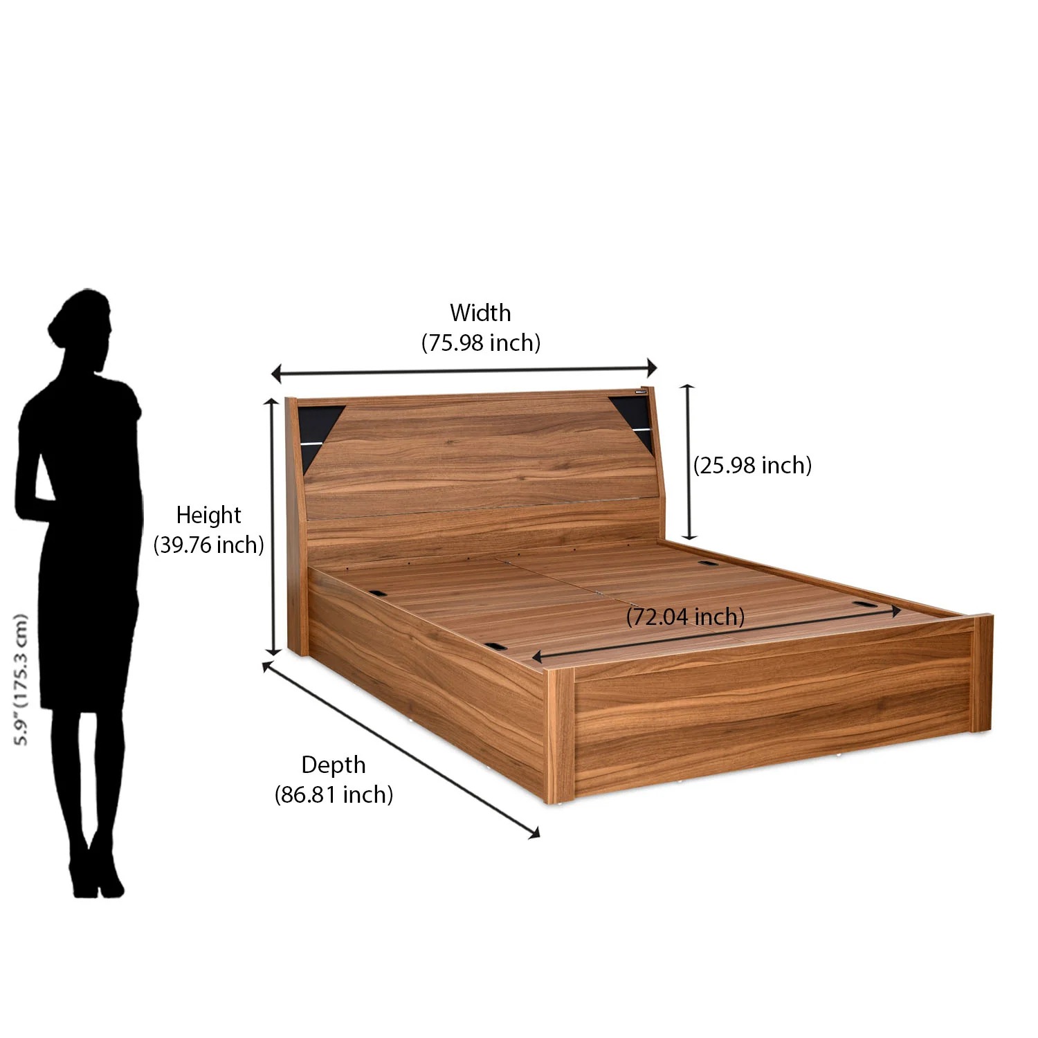Nilkamal Fremont Engineered Wood King Box Bed (Walnut / Wenge) - Image 16