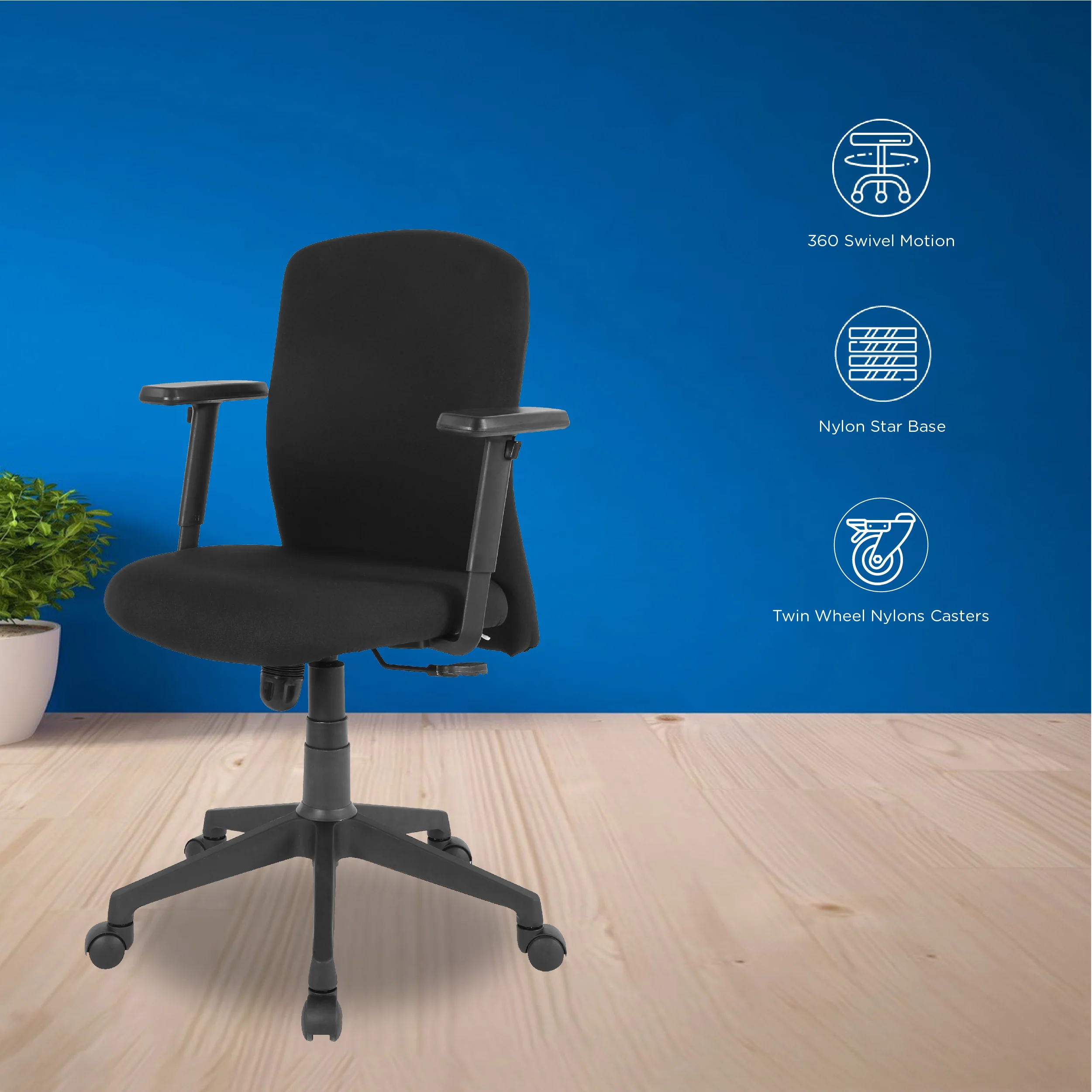 Nilkamal Gary Low Back Chair (Black) - Image 3