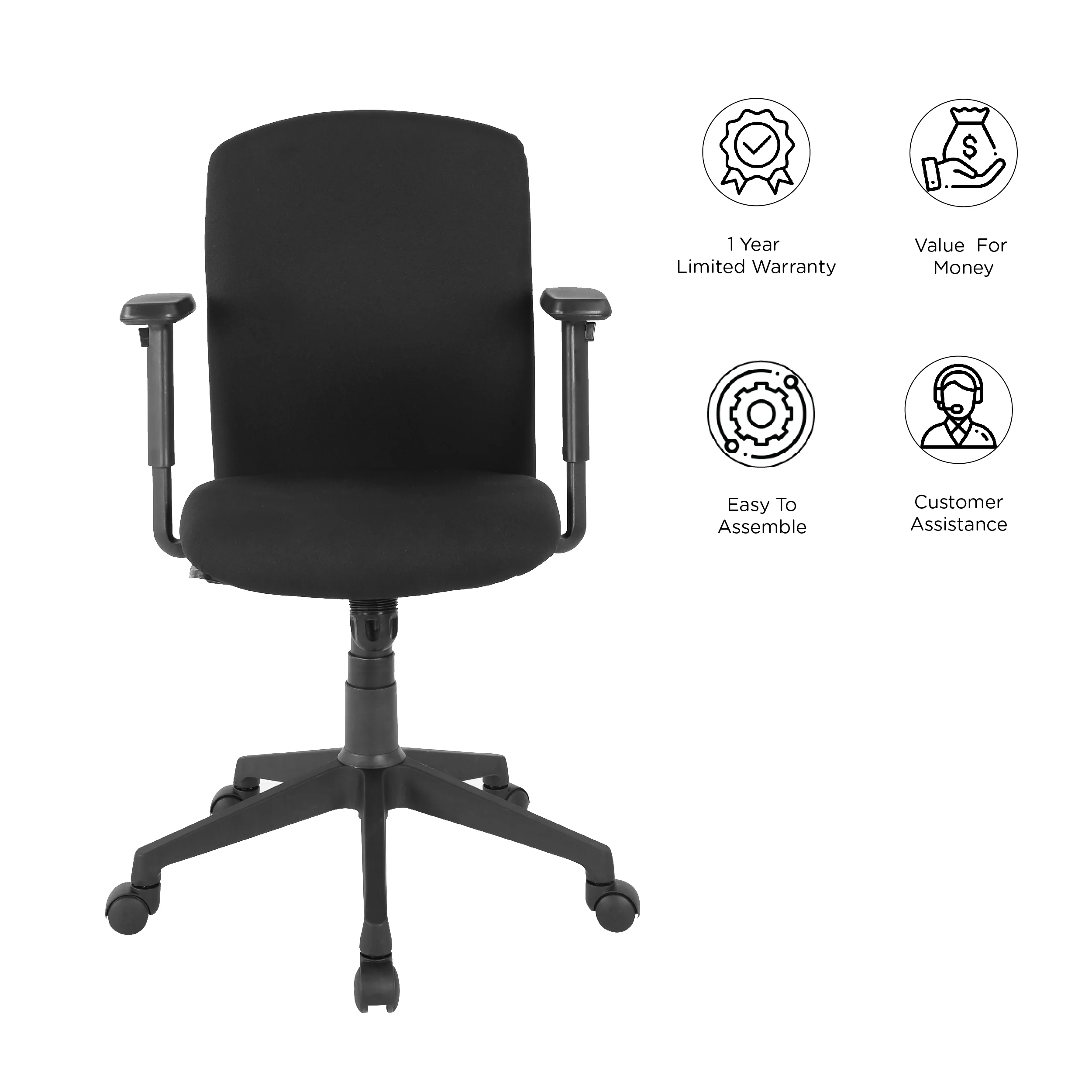 Nilkamal Gary Low Back Chair (Black) - Image 4
