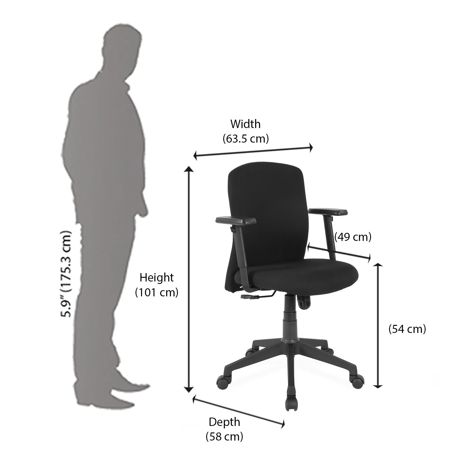 Nilkamal Gary Low Back Chair (Black) - Image 8
