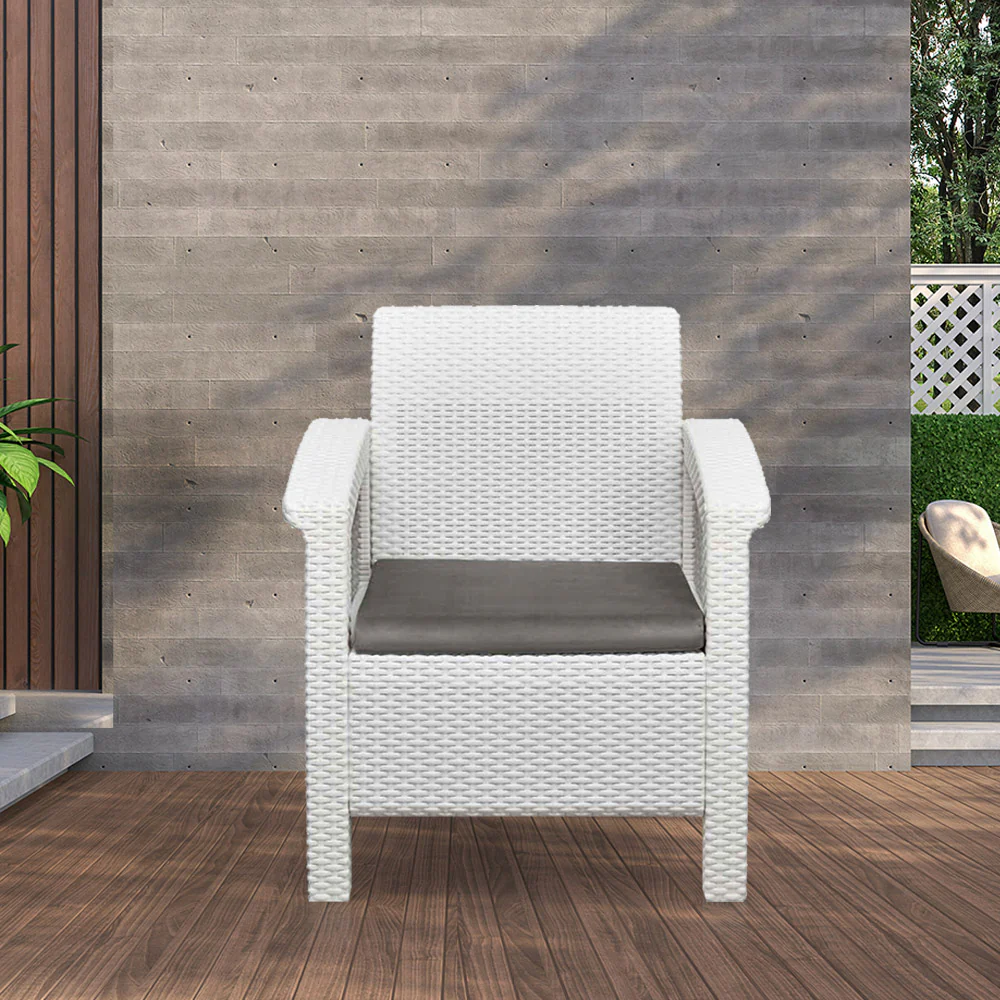 Nilkamal Goa Plastic 1 Seater Sofa with Cushion (Milky White and Grey) - Image 3