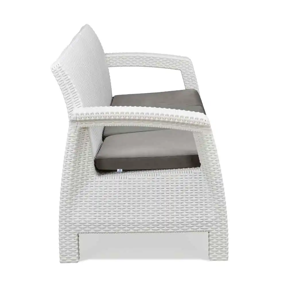 Nilkamal Goa Plastic 3 + 1 + 1 Seater Sofa with Cushion (Milky White and Grey) - Image 14