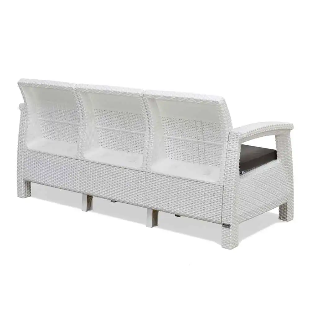 Nilkamal Goa Plastic 3 + 1 + 1 Seater Sofa with Cushion (Milky White and Grey) - Image 15