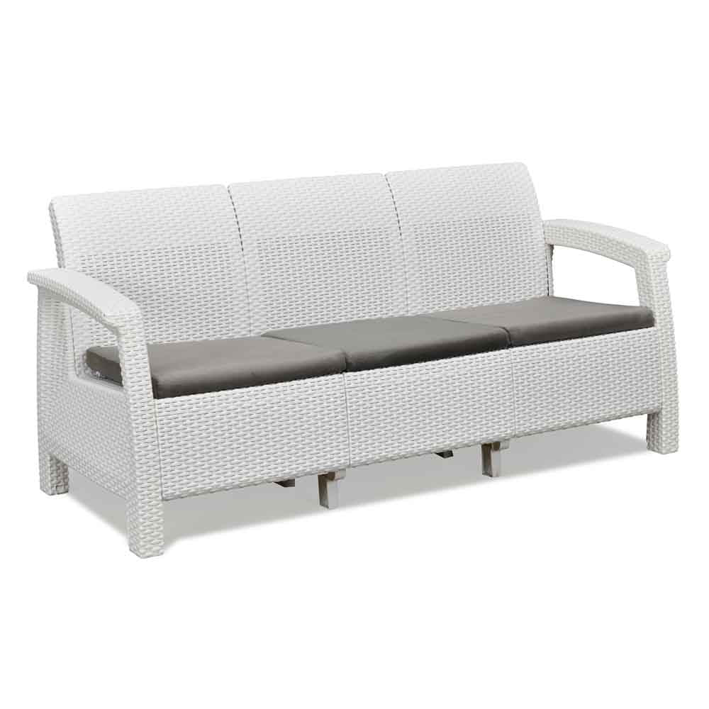 Nilkamal Goa Plastic 3 Seater Sofa with Cushion (Milky White and Grey) - Image 5