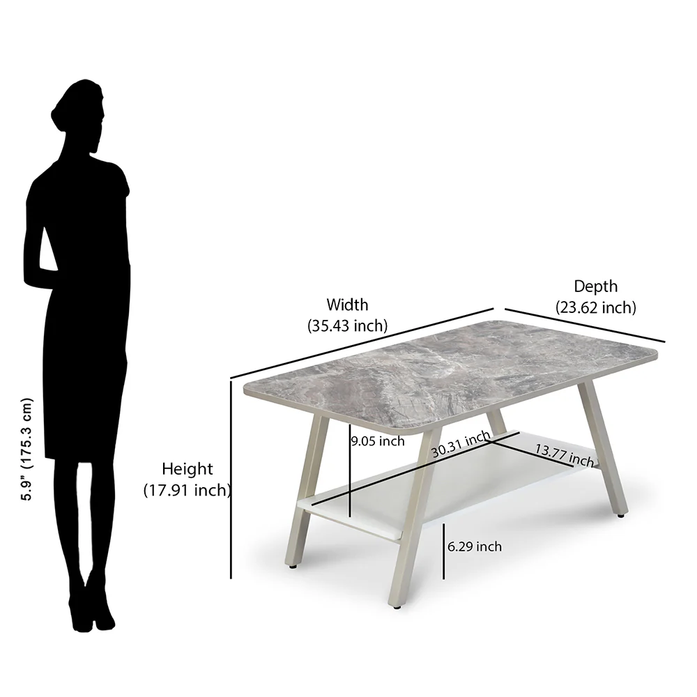 Nilkamal Granito Rectangular Center Table (Visconti Ivory) - Image 8