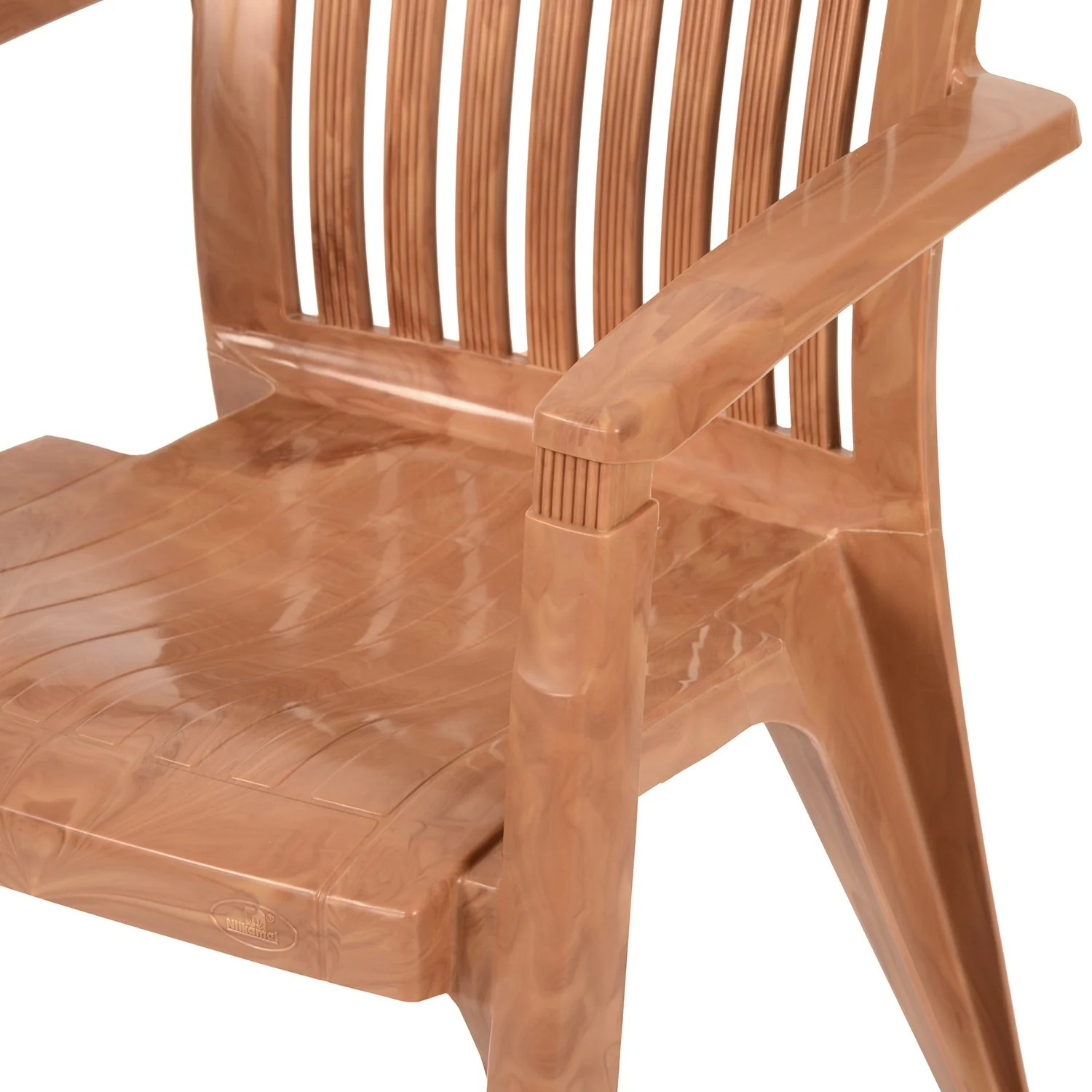 Nilkamal Heritage Plastic Arm Chair (Pear Wood) - Image 10