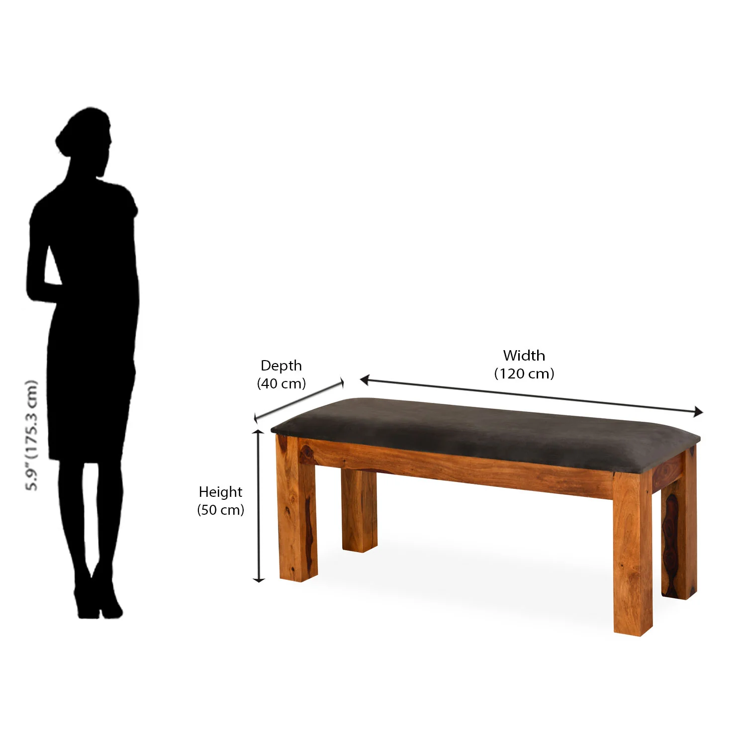 Nilkamal Hulk Multi Use Medium Sitting Bench for Living Room | Dining Room (Honey) - Image 6