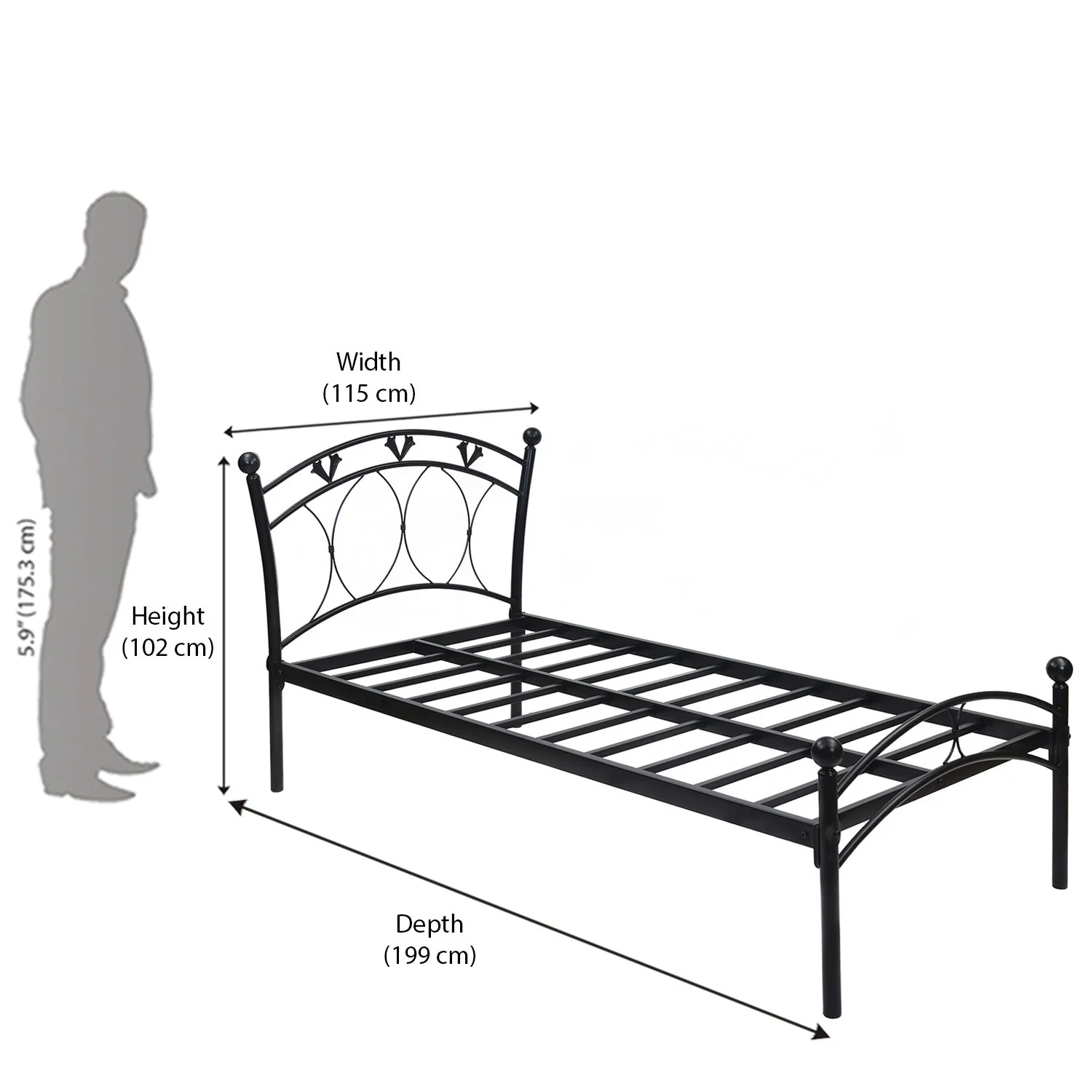 Nilkamal Hydra Metal Single Bed (Black) - Image 6