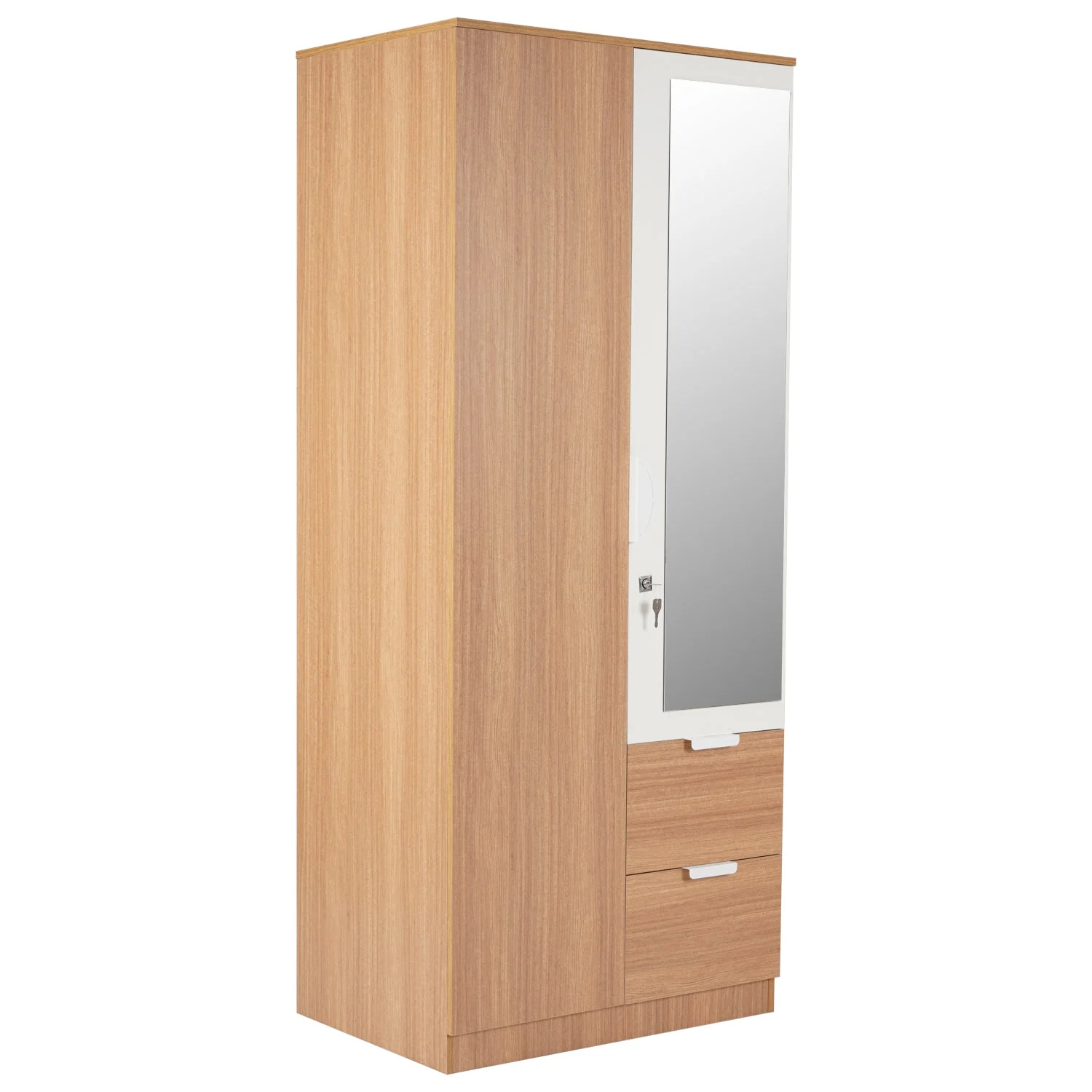 Nilkamal Indio 2 Door Wardrobe With Mirror (Teak & White) - Image 3