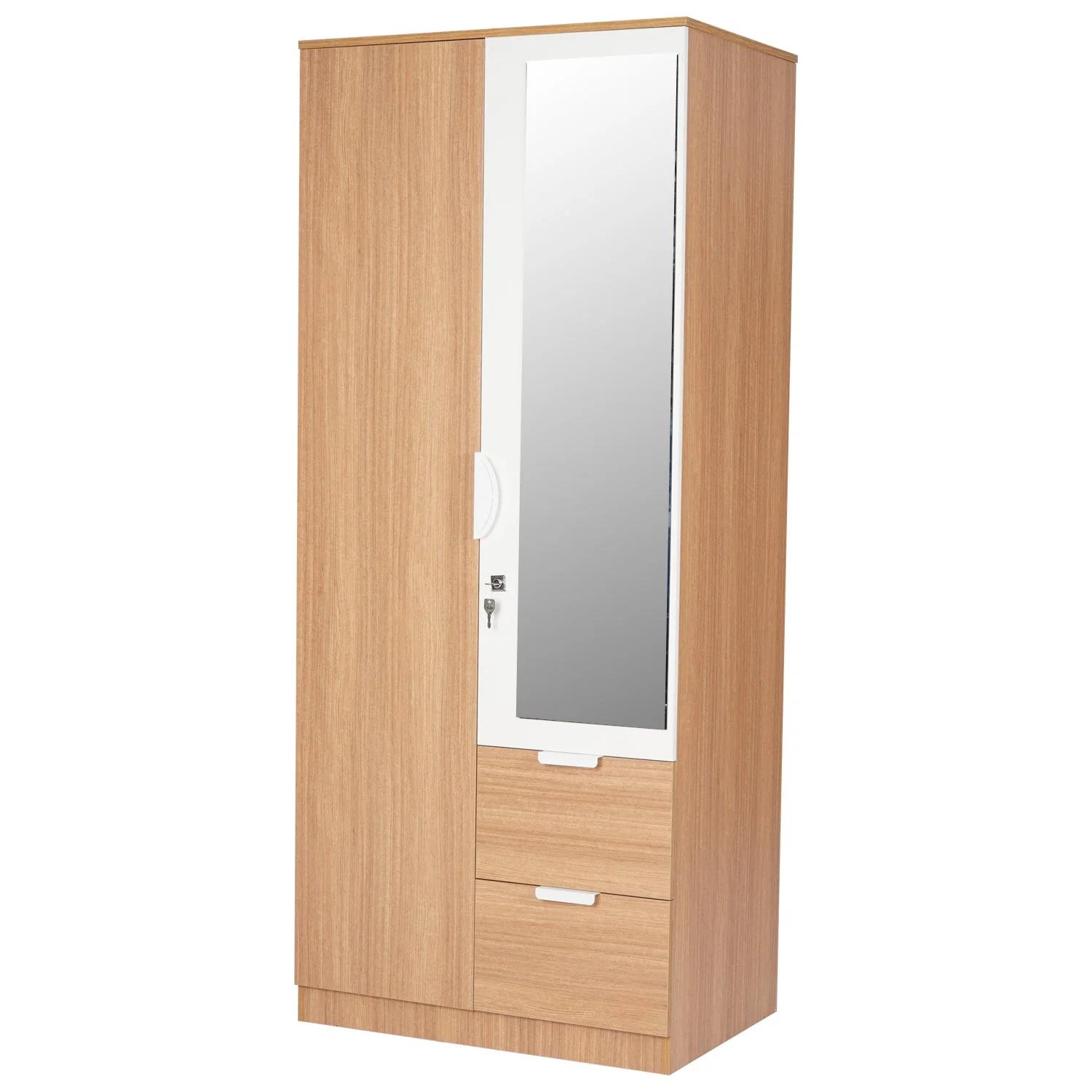 Nilkamal Indio 2 Door Wardrobe With Mirror (Teak & White) - Image 4