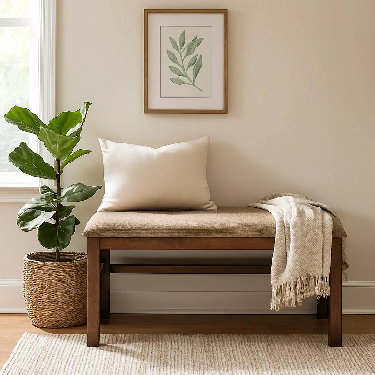 Nilkamal Jewel Multi Use Medium Sitting Bench for Living Room | Dining Room (Walnut)