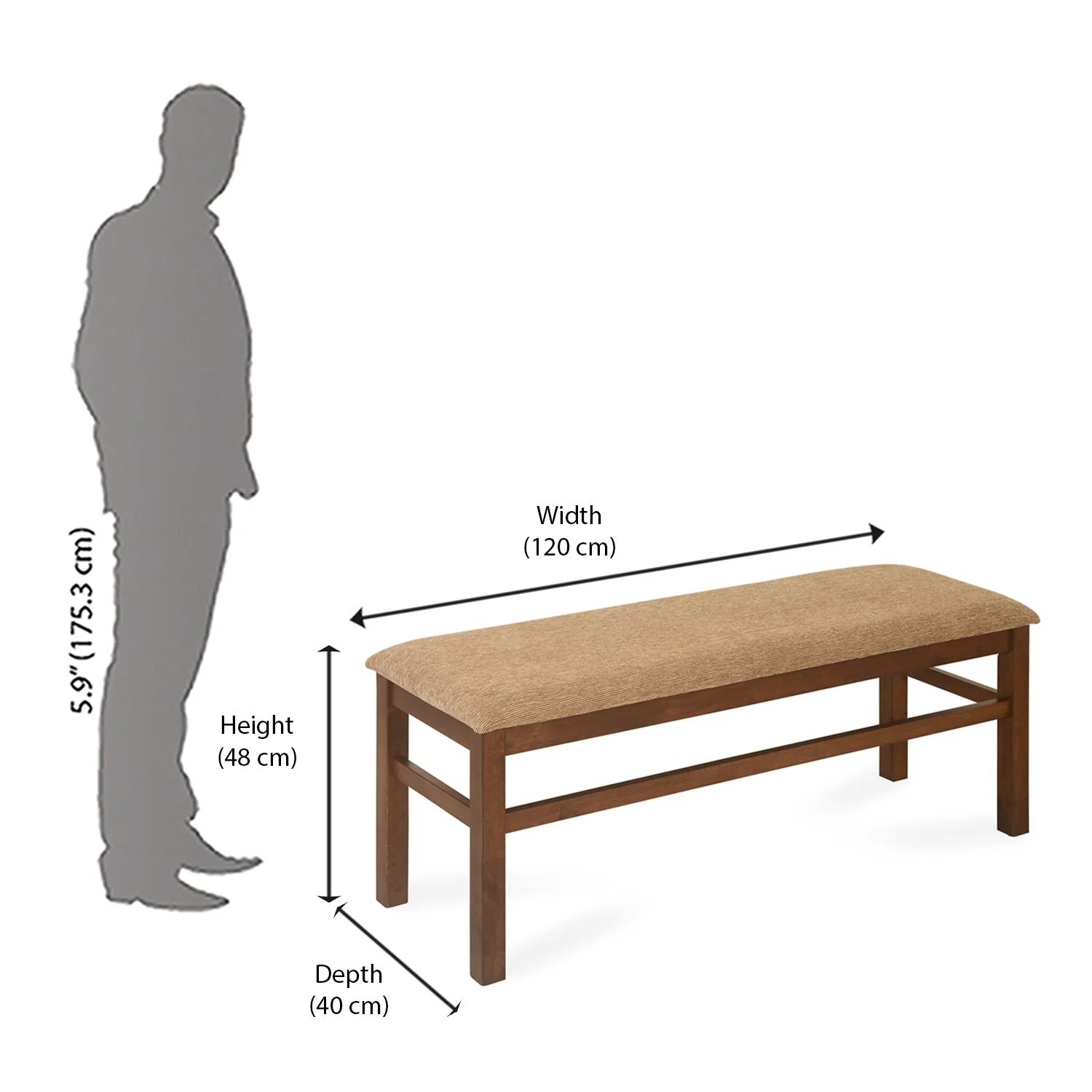 Nilkamal Jewel Multi Use Long Sitting Bench for Living Room | Dining Room (Walnut) - Image 6