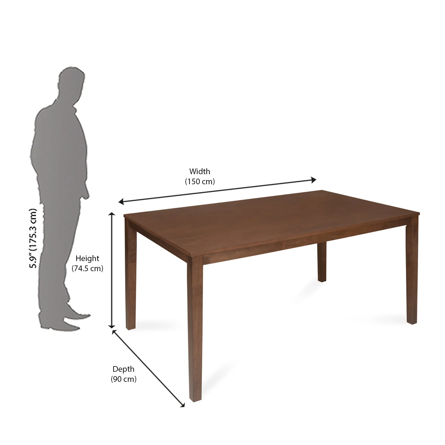 Nilkamal Jewel Six Seater Dining Table (Walnut) - Image 11