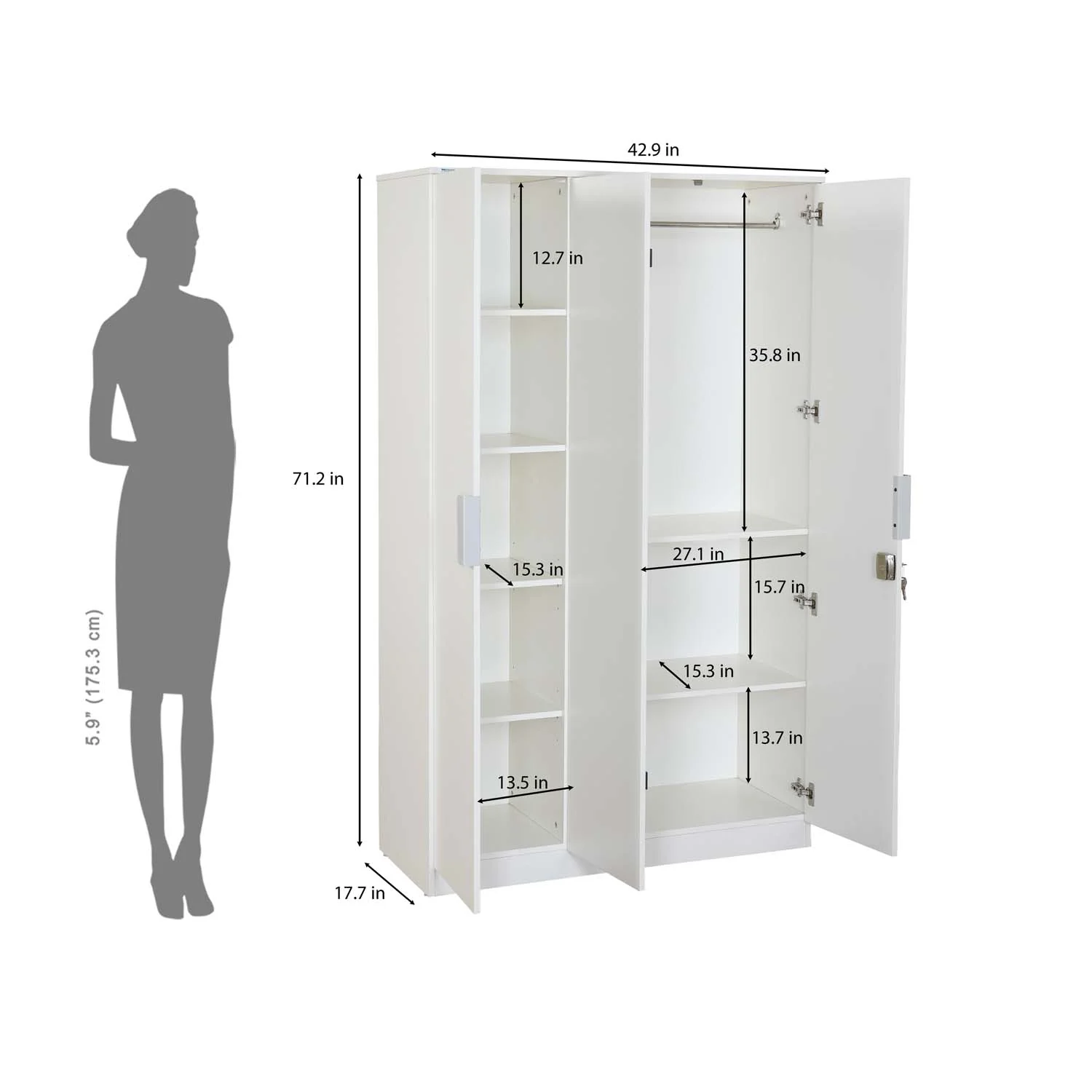 Nilkamal Joyce 3 Door Wardrobe (Frosty White) - Image 12