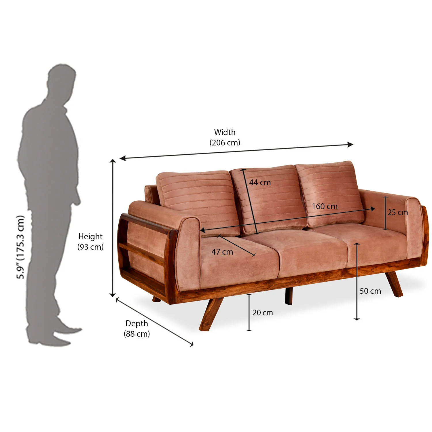 Nilkamal Lakewood 3 Seater Sofa (Cocoa) - Image 7