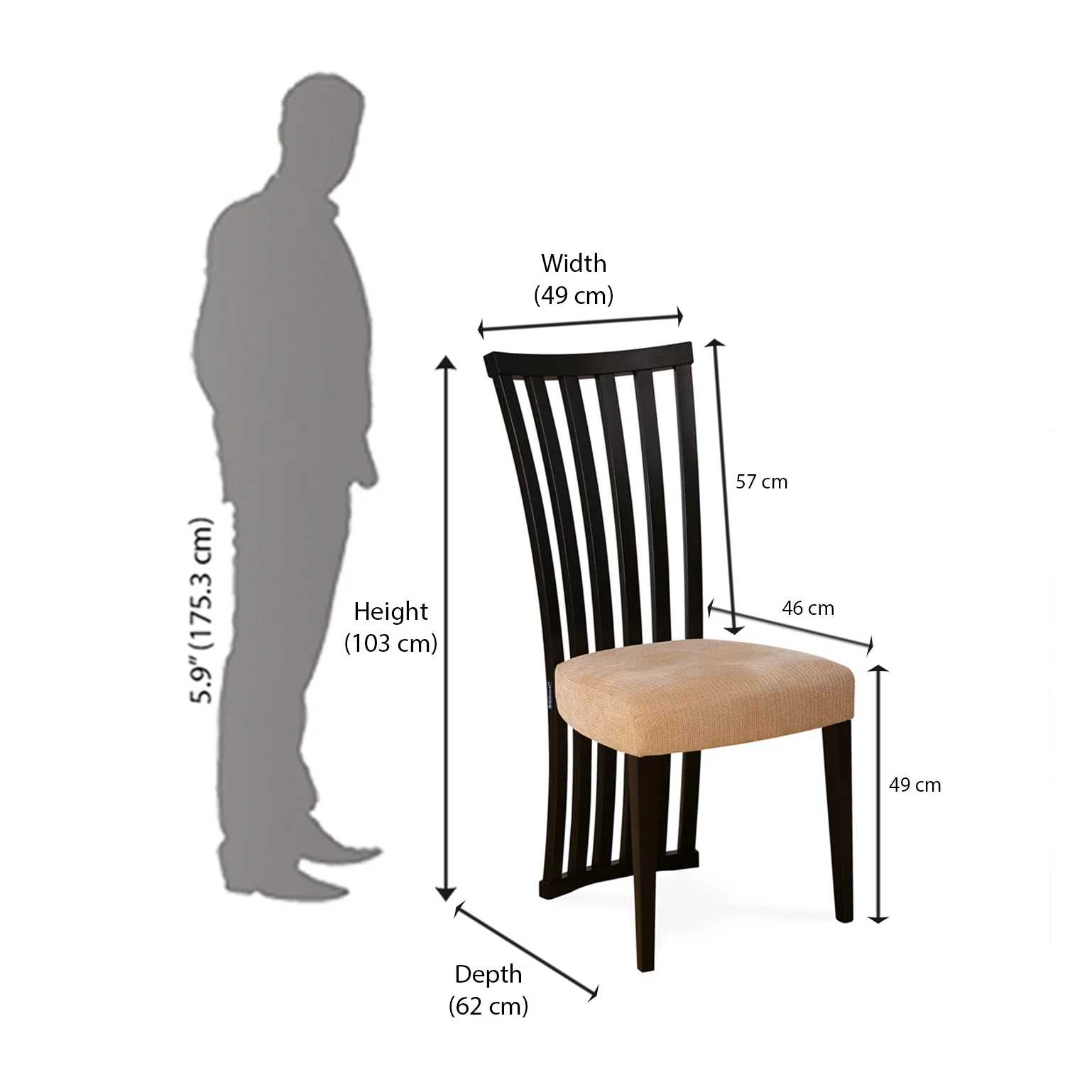 Nilkamal Lerro Dining Chair (Dark Walnut) - Image 10