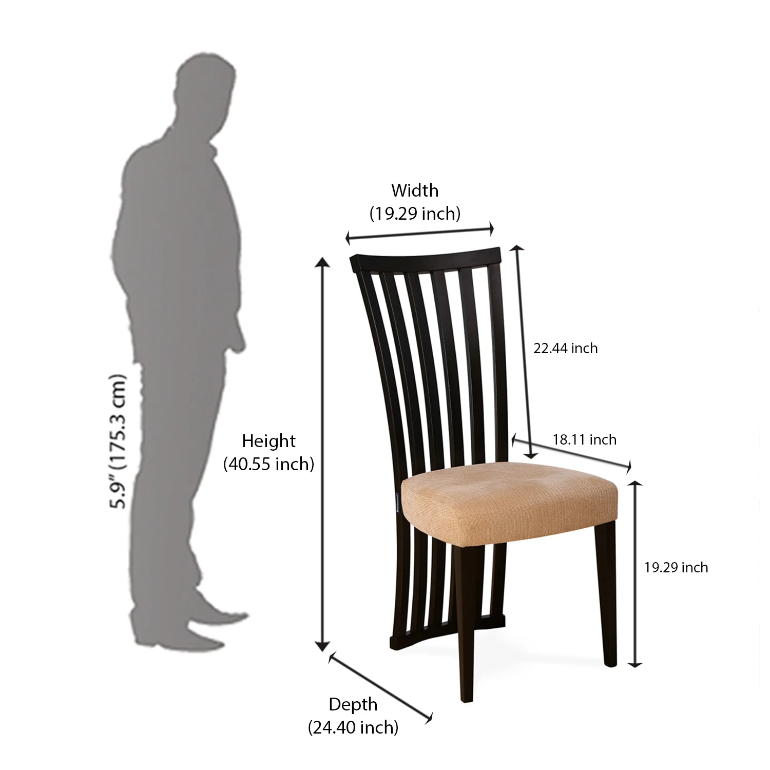 Nilkamal Lerro Dining Chair (Dark Walnut) - Image 11