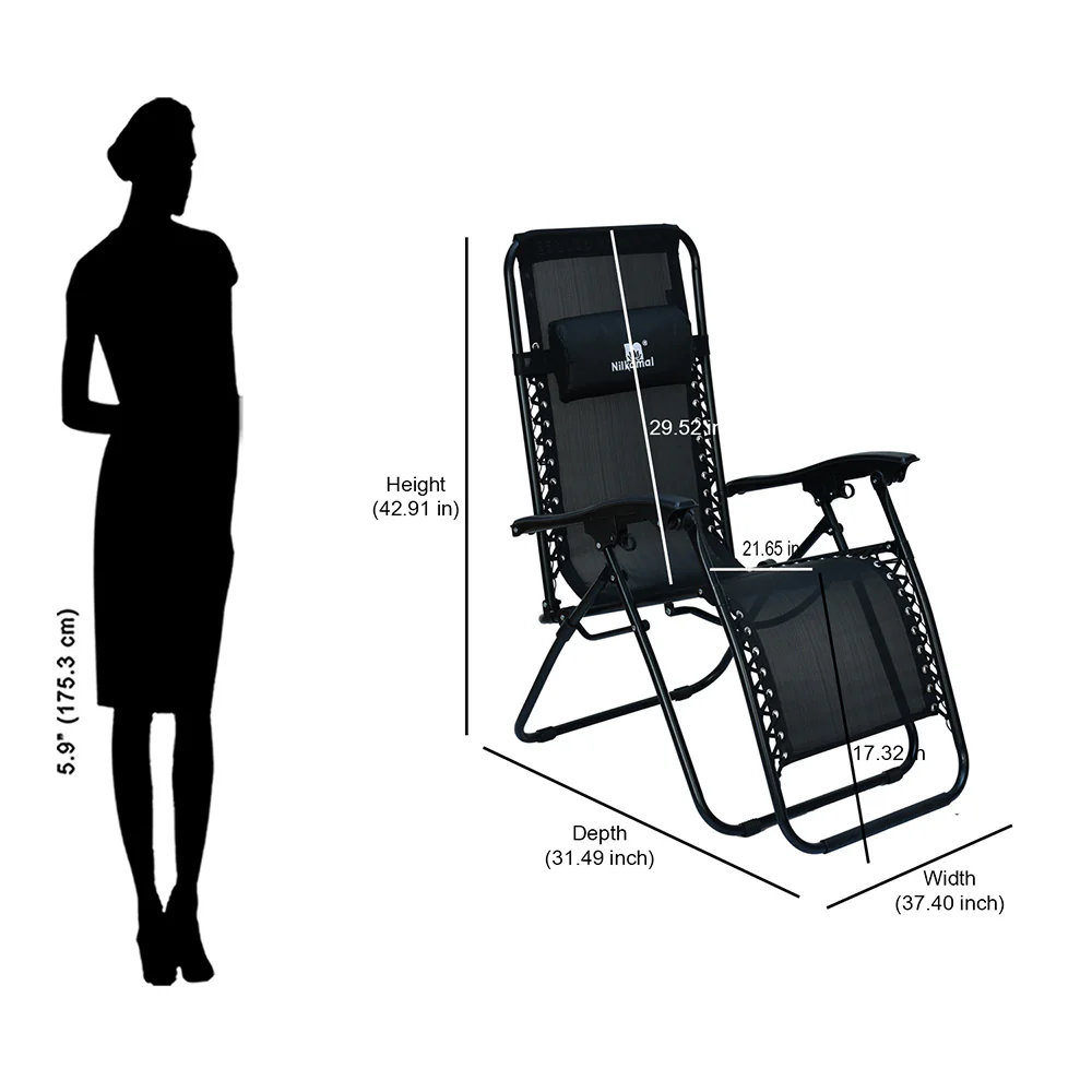 Nilkamal Lisle Foldable Easy Chairs + Table Set (Black) - Image 12