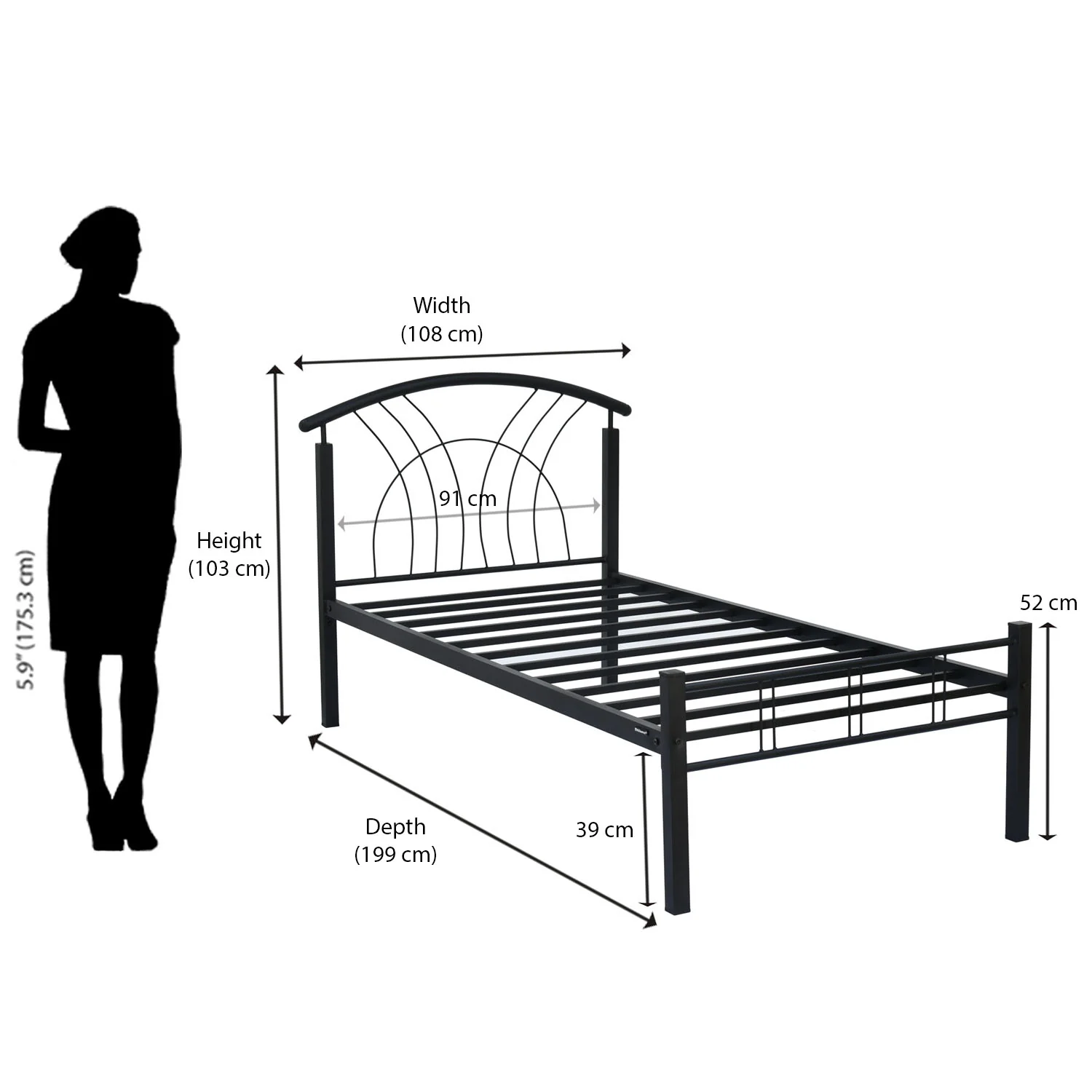 Nilkamal Lucas Neo Metal Single Bed (Black) - Image 11