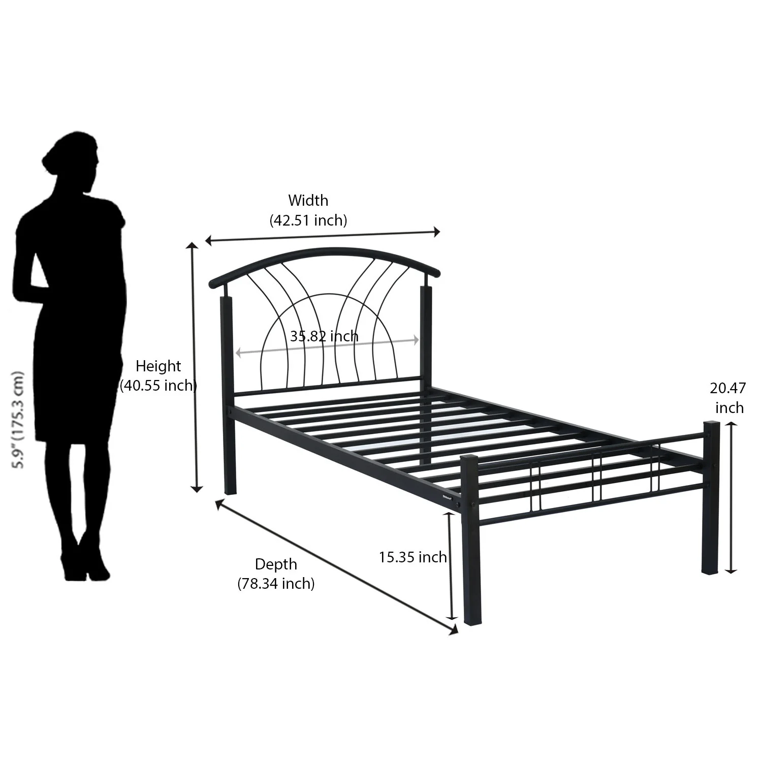 Nilkamal Lucas Neo Metal Single Bed (Black) - Image 12