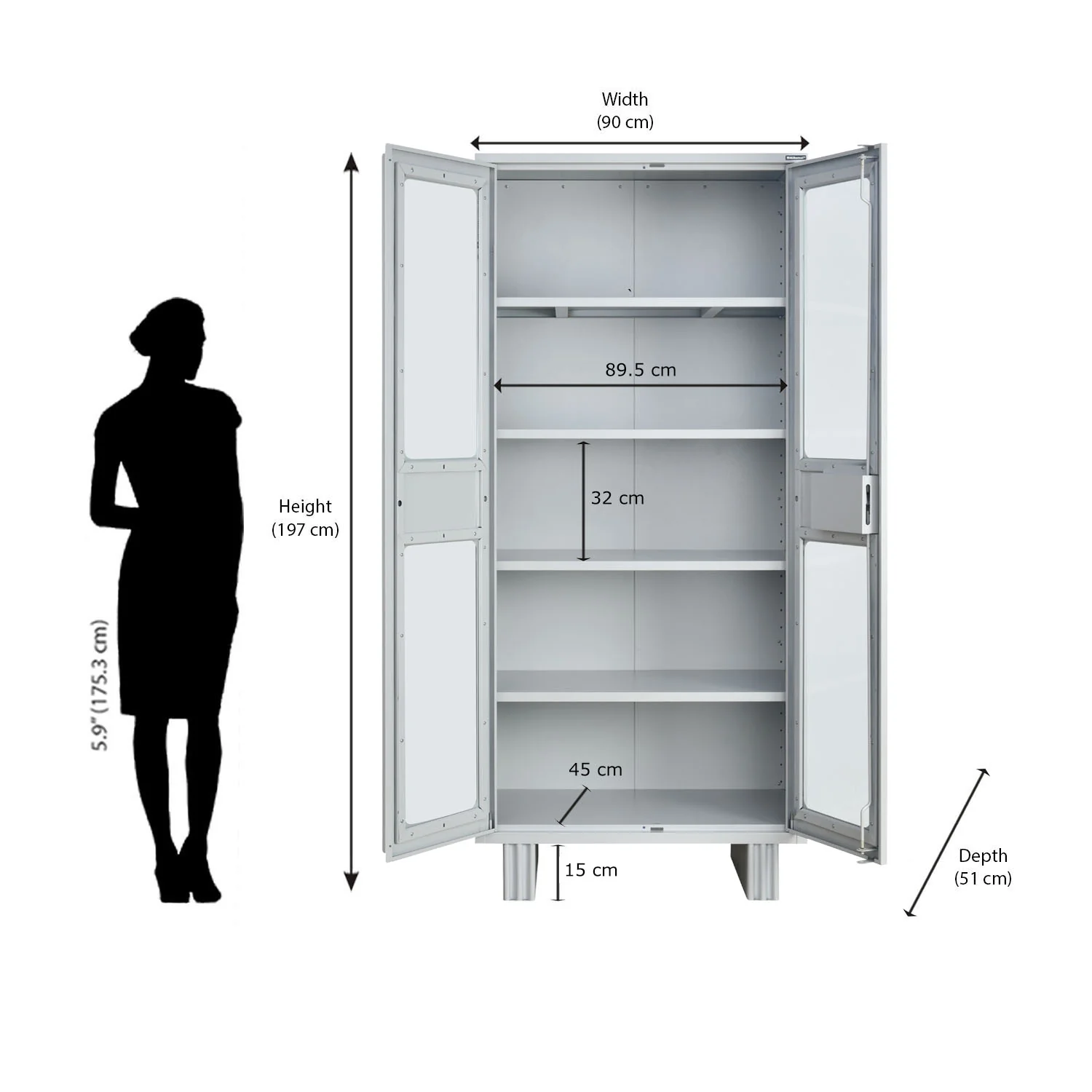 Nilkamal Magna Glass Door Office Almirah (Grey) - Image 10