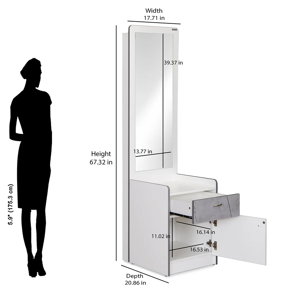 Nilkamal Marbito Dresser With Mirror (White) - Image 11