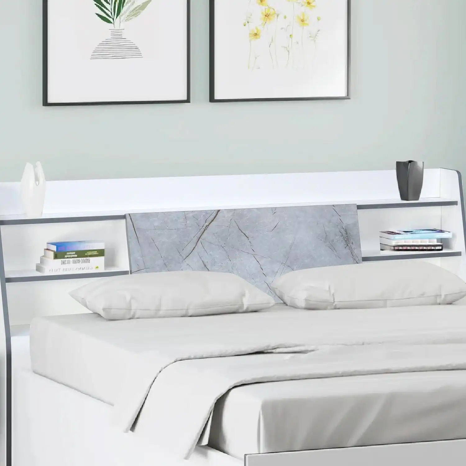 Nilkamal Marbito Queen Bed With Headboard & Box Storage (White) - Image 2