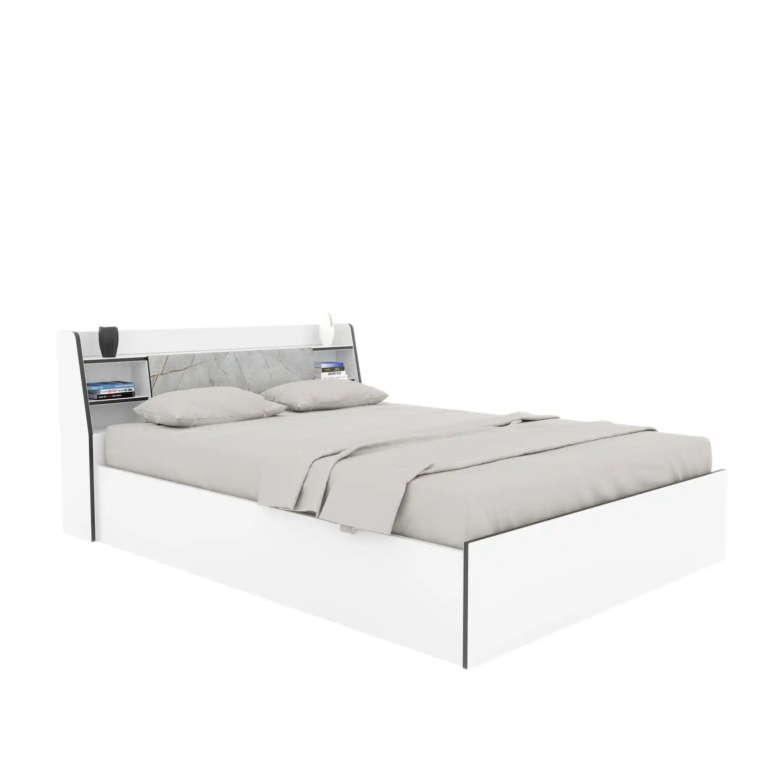 Nilkamal Marbito Queen Bed With Headboard & Box Storage (White) - Image 4