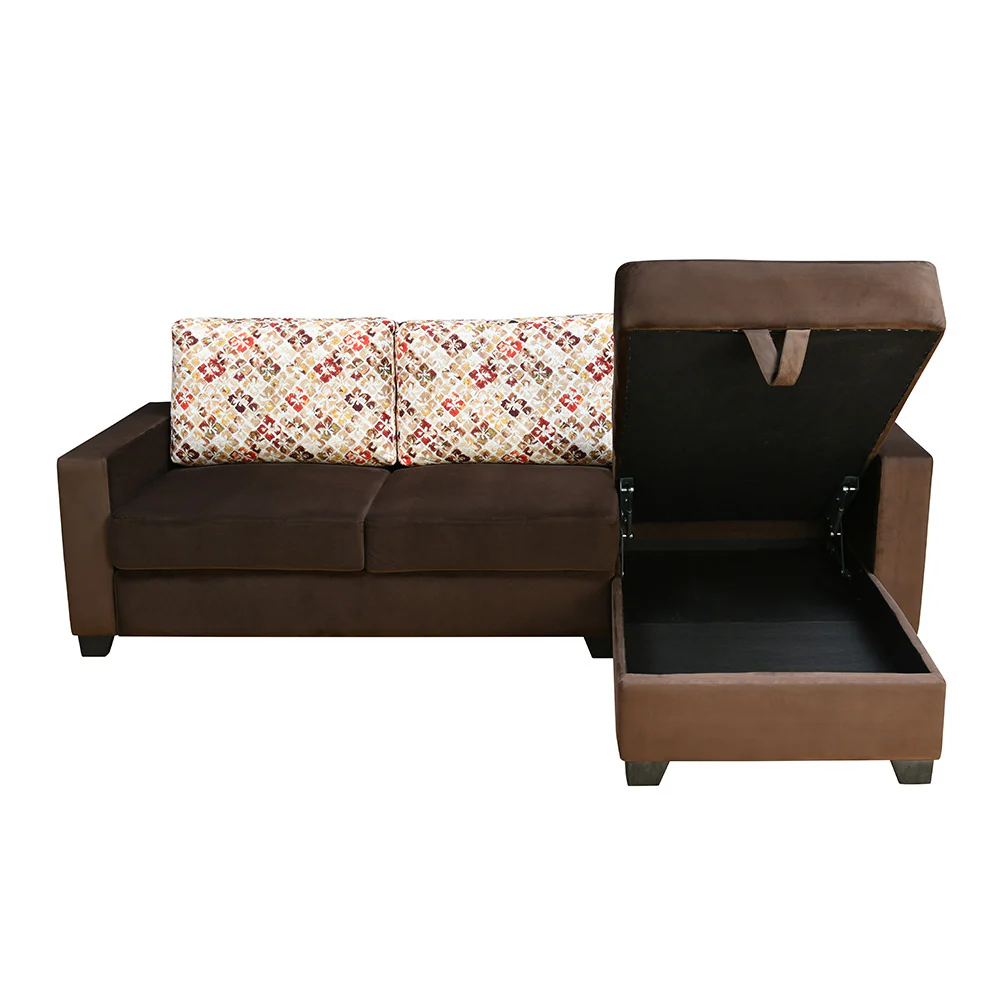 Nilkamal Marigold Velvet Fabric Lounger Sofa (Choco Brown) - Image 2