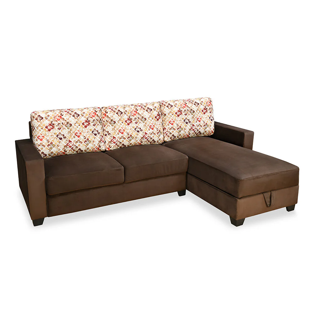 Nilkamal Marigold Velvet Fabric Lounger Sofa (Choco Brown) - Image 5