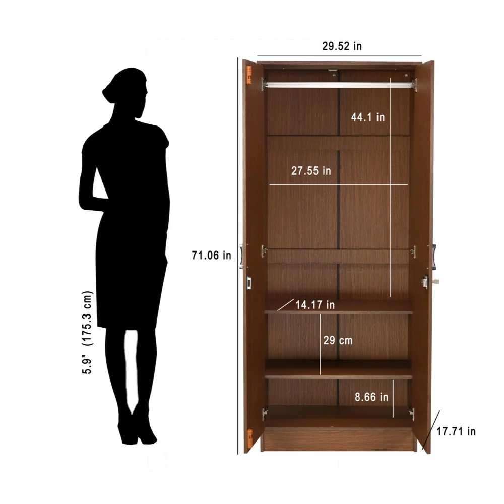 Nilkamal Massif 2 Door Wardrobe (Urban Walnut) - Image 9
