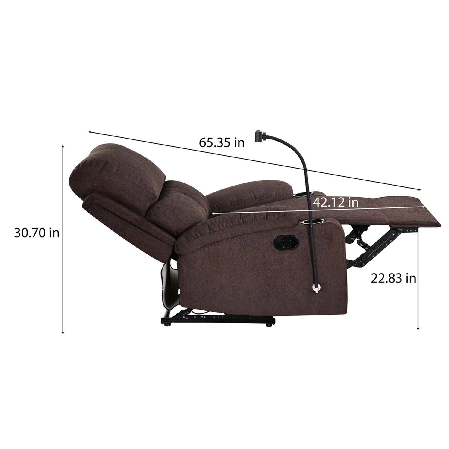 Nilkamal Matt 1 Seater Manual Recliner with Cup & Mobile Holder (Cocoa Brown) - Image 7